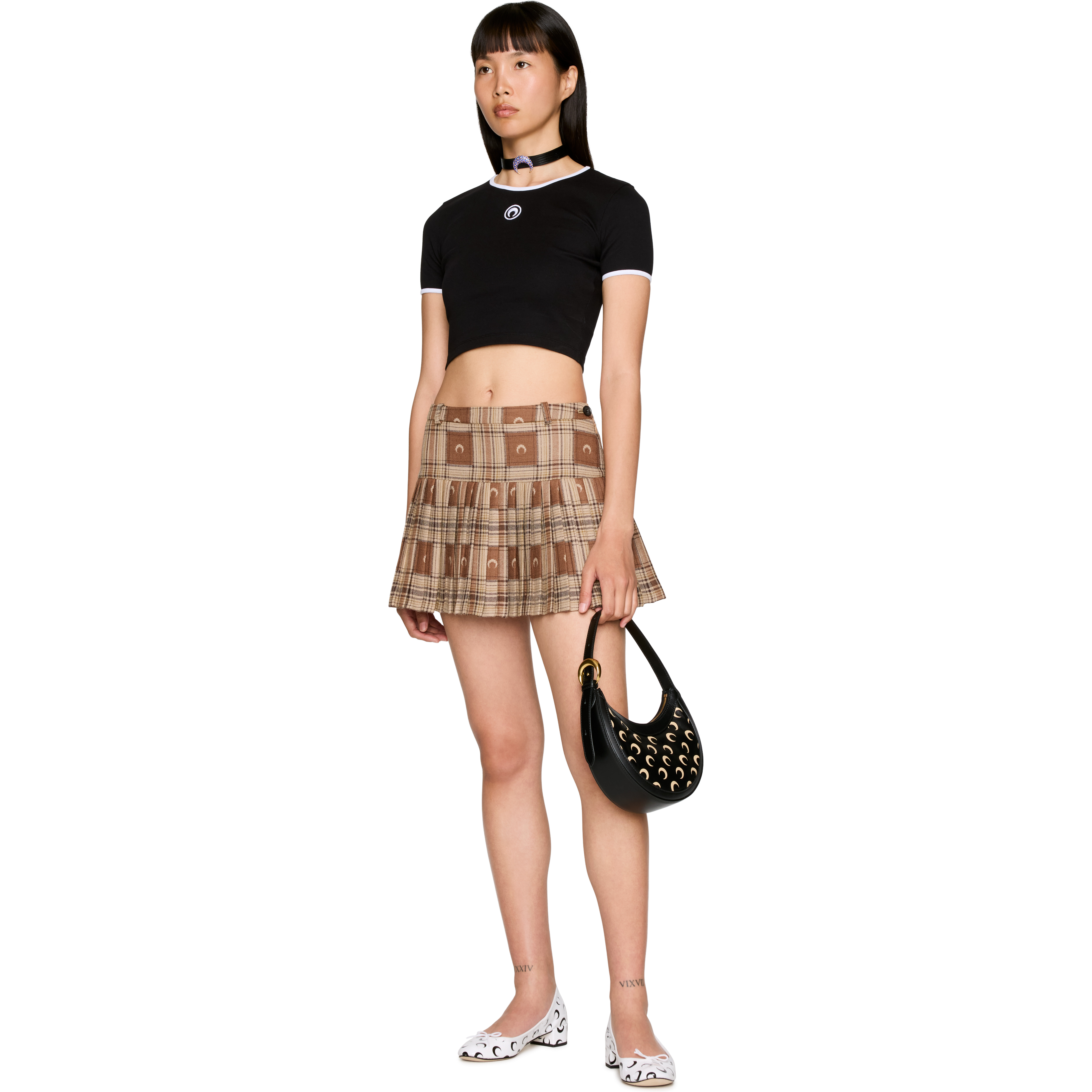 Moon Checks Jacquard Pleated Mini Skirt - 4