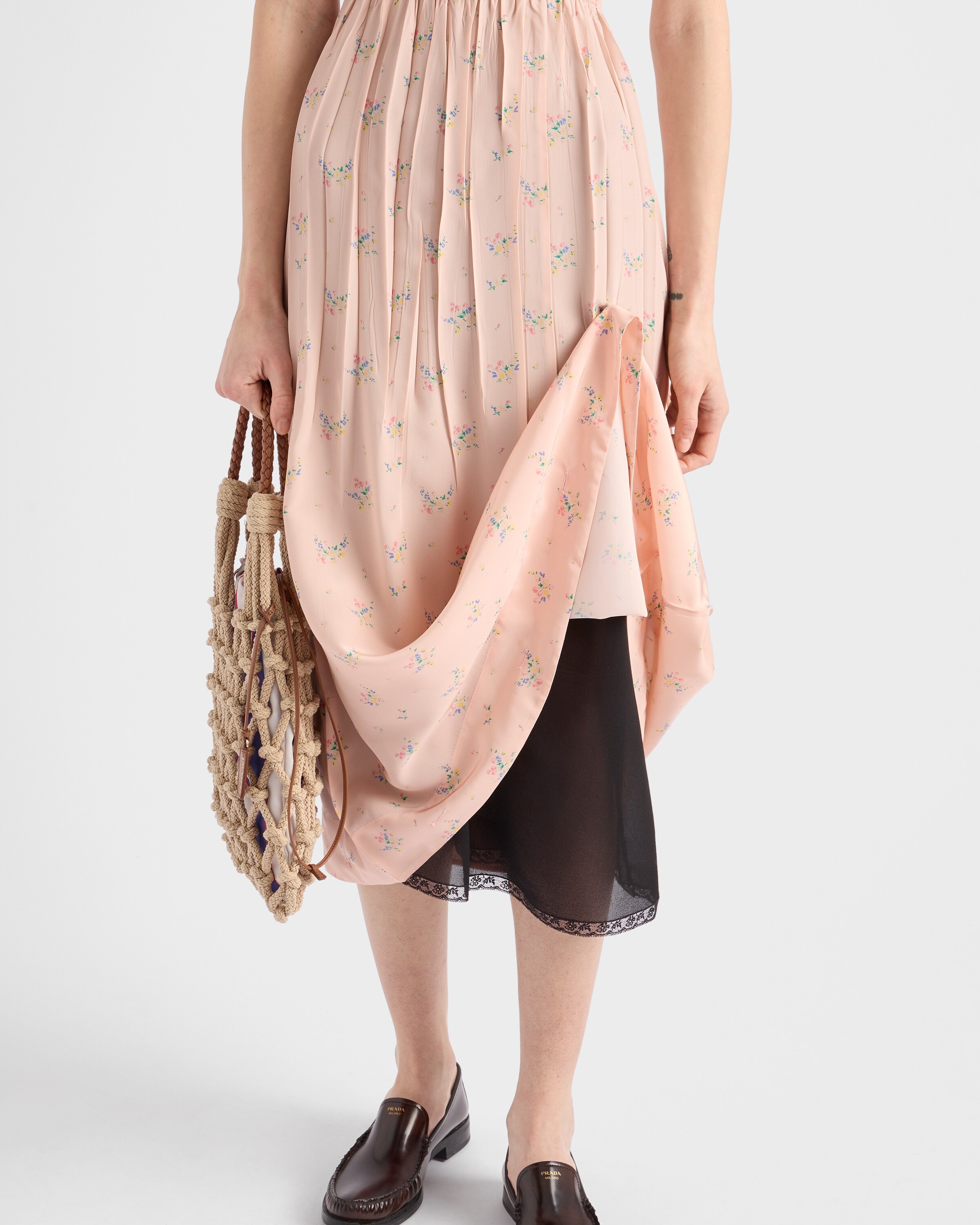 Floral print pongé dress - 6