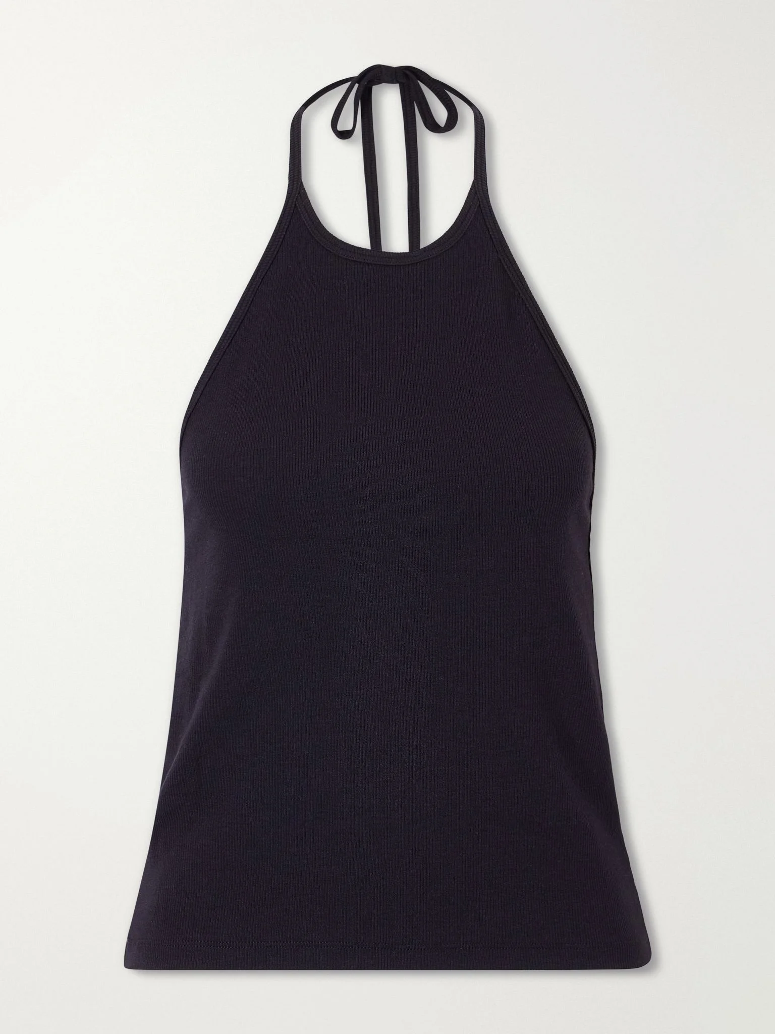 Ribbed jersey halterneck tank Black - 1