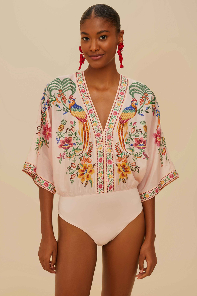 FARM RIO Pink Delicate Forest Bodysuit outlook
