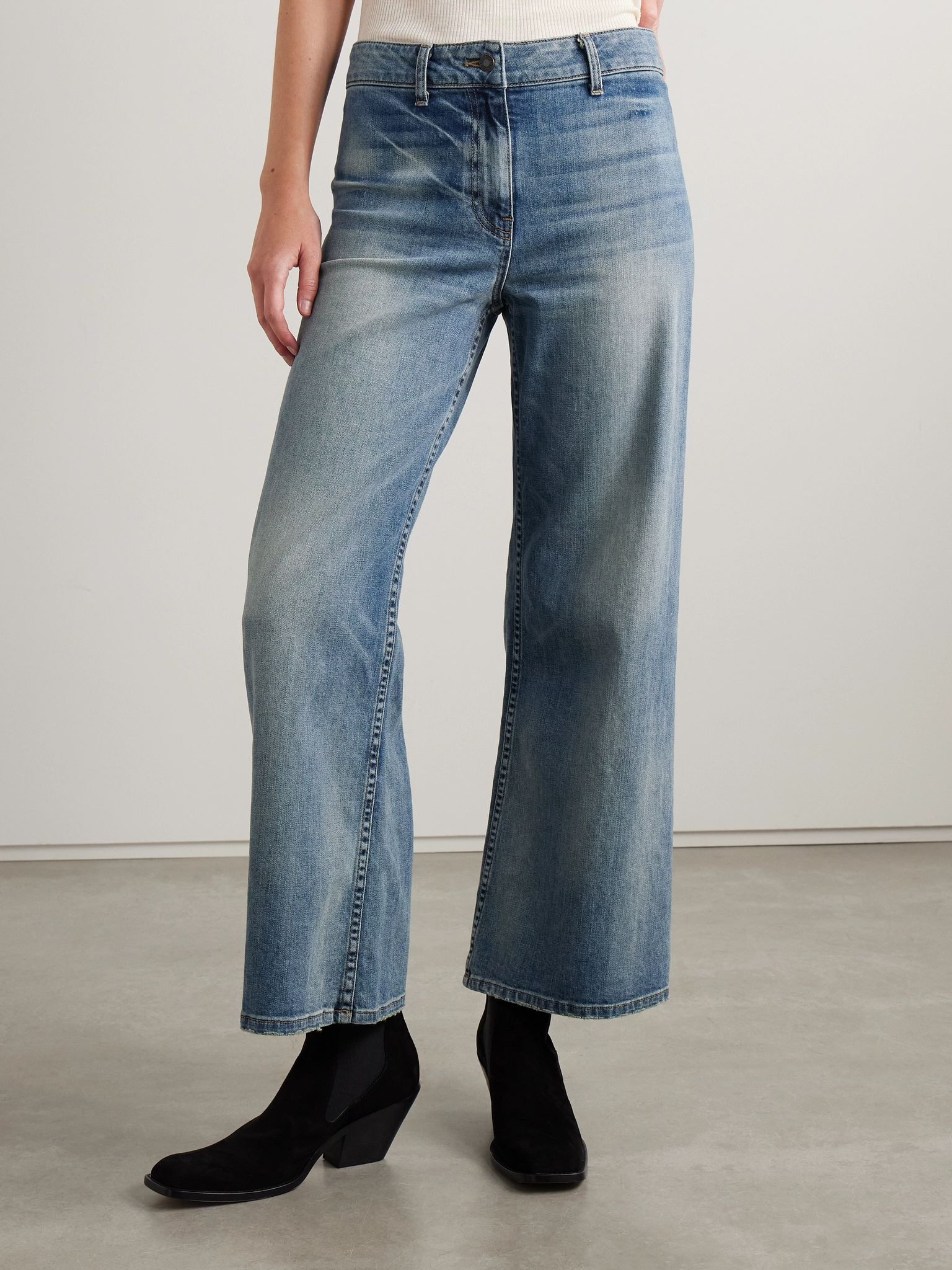 Megan distressed high-rise wide-leg jeans Mid denim - 3