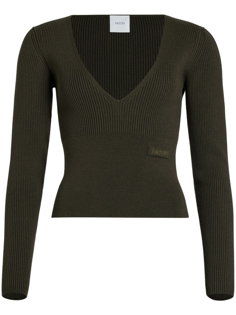 V-neck ribbed sweater - 1