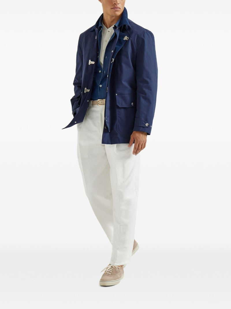 Brunello Cucinelli hook fastening cotton outerwear jacket outlook