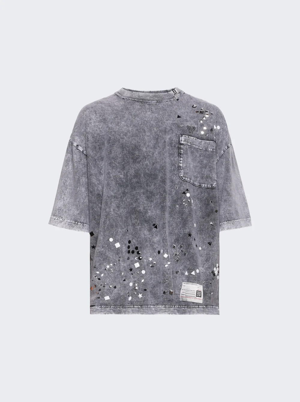 Embellished Bleached Tee Grey - 1