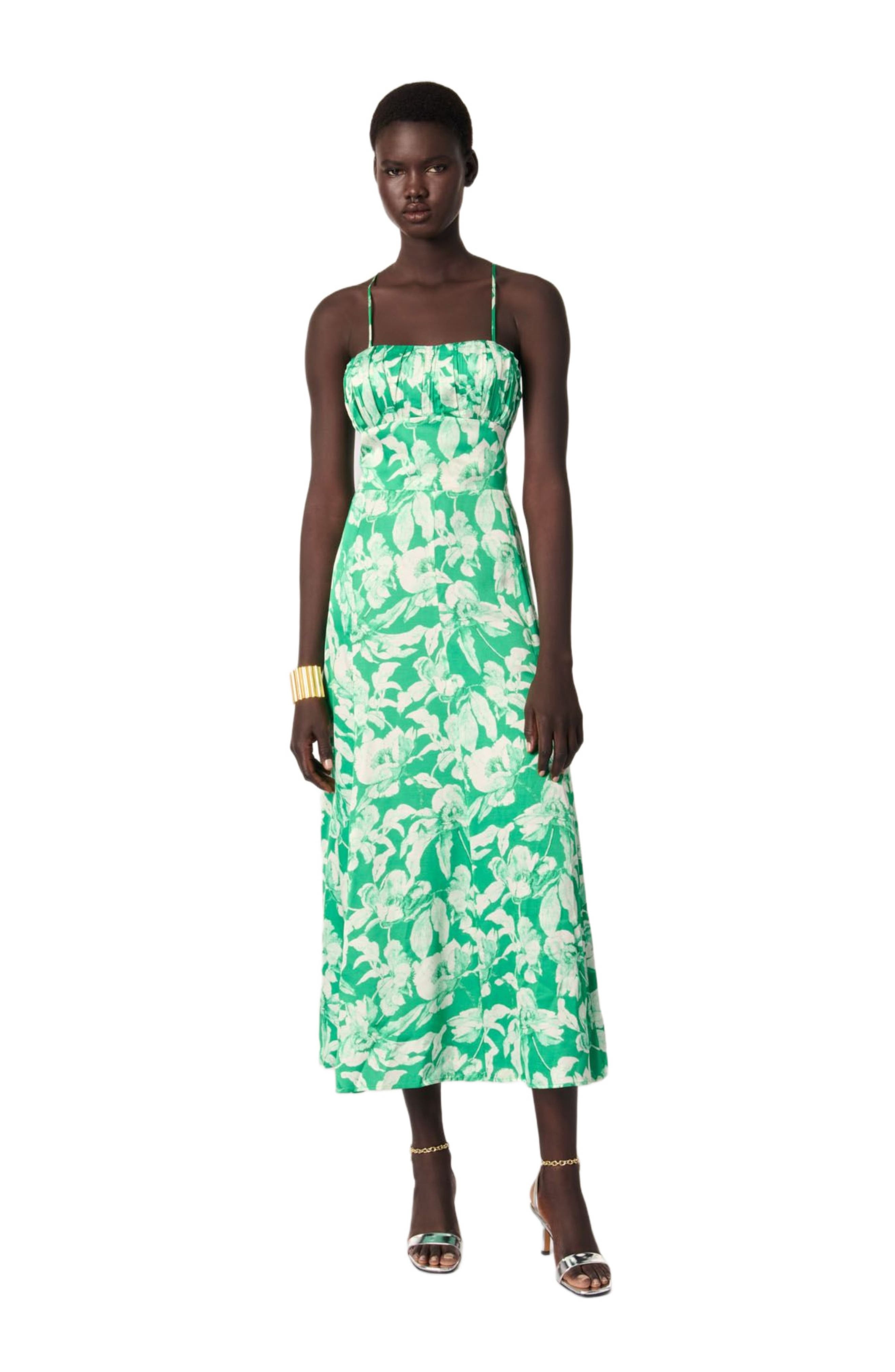 maje Floral patterned maxi dress in Ecru/green Floral Print at Nordstrom - 1