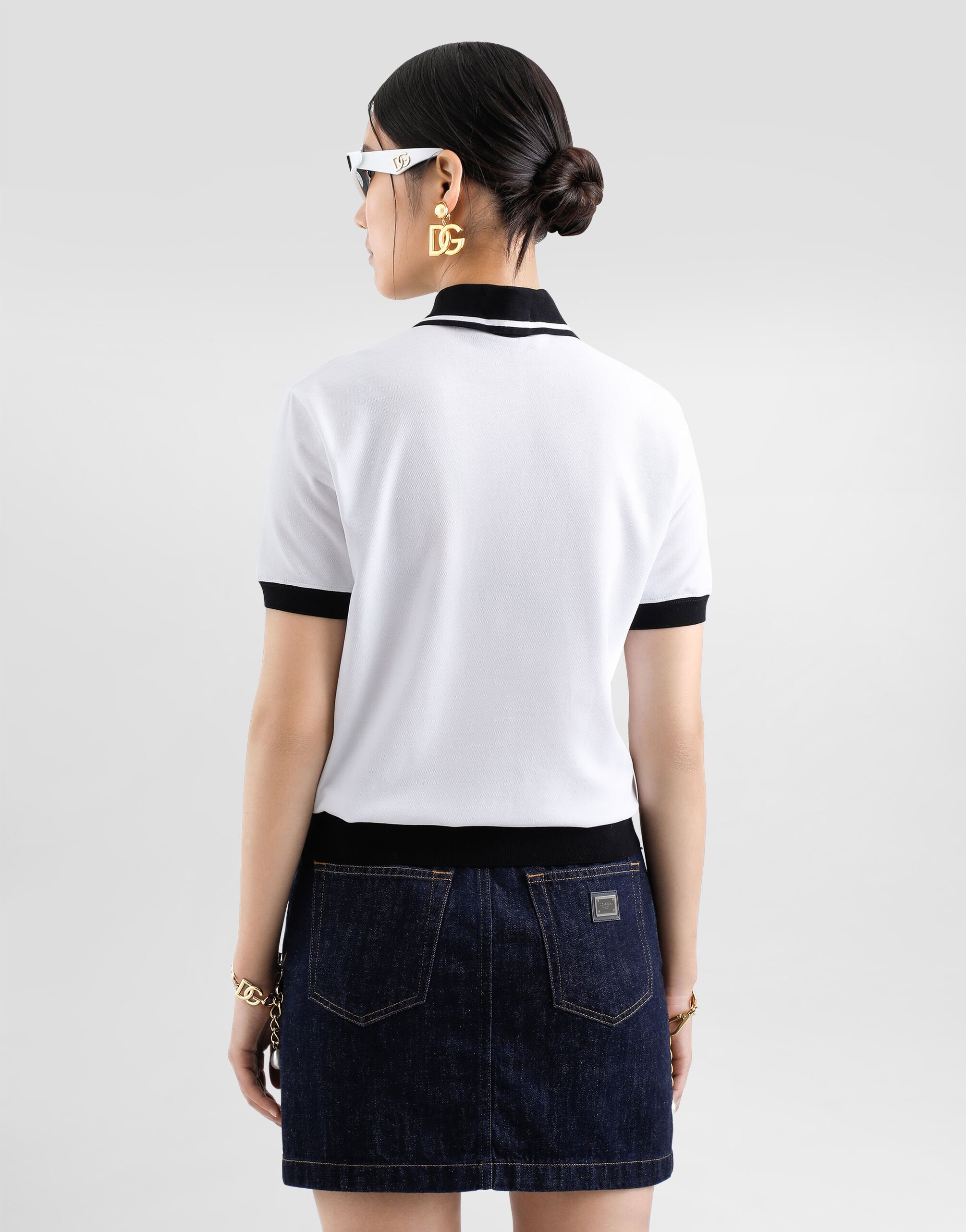 Short cotton piqué polo-shirt with DG logo embroidery - 6