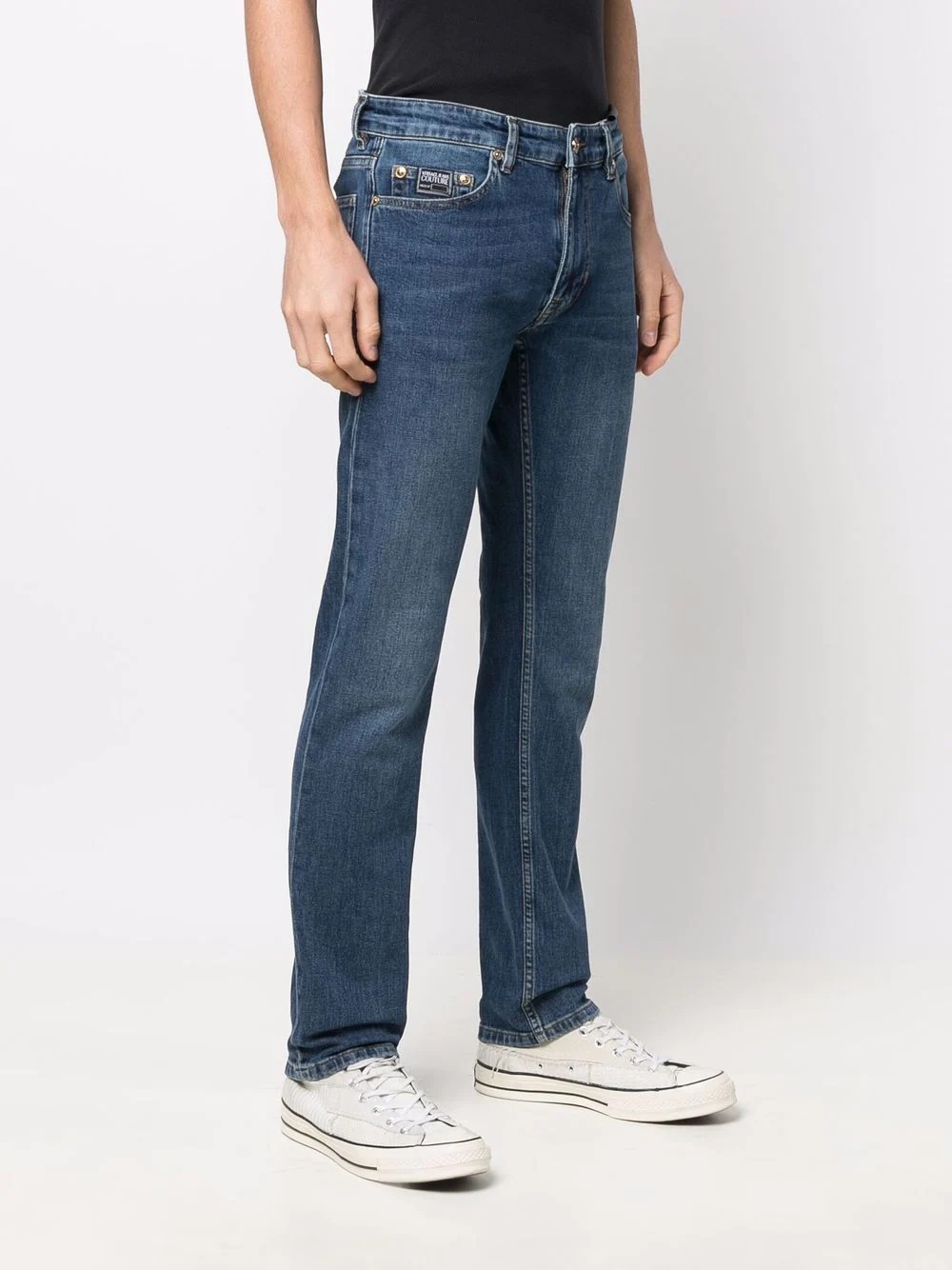 logo-embroidered straight-leg jeans - 3