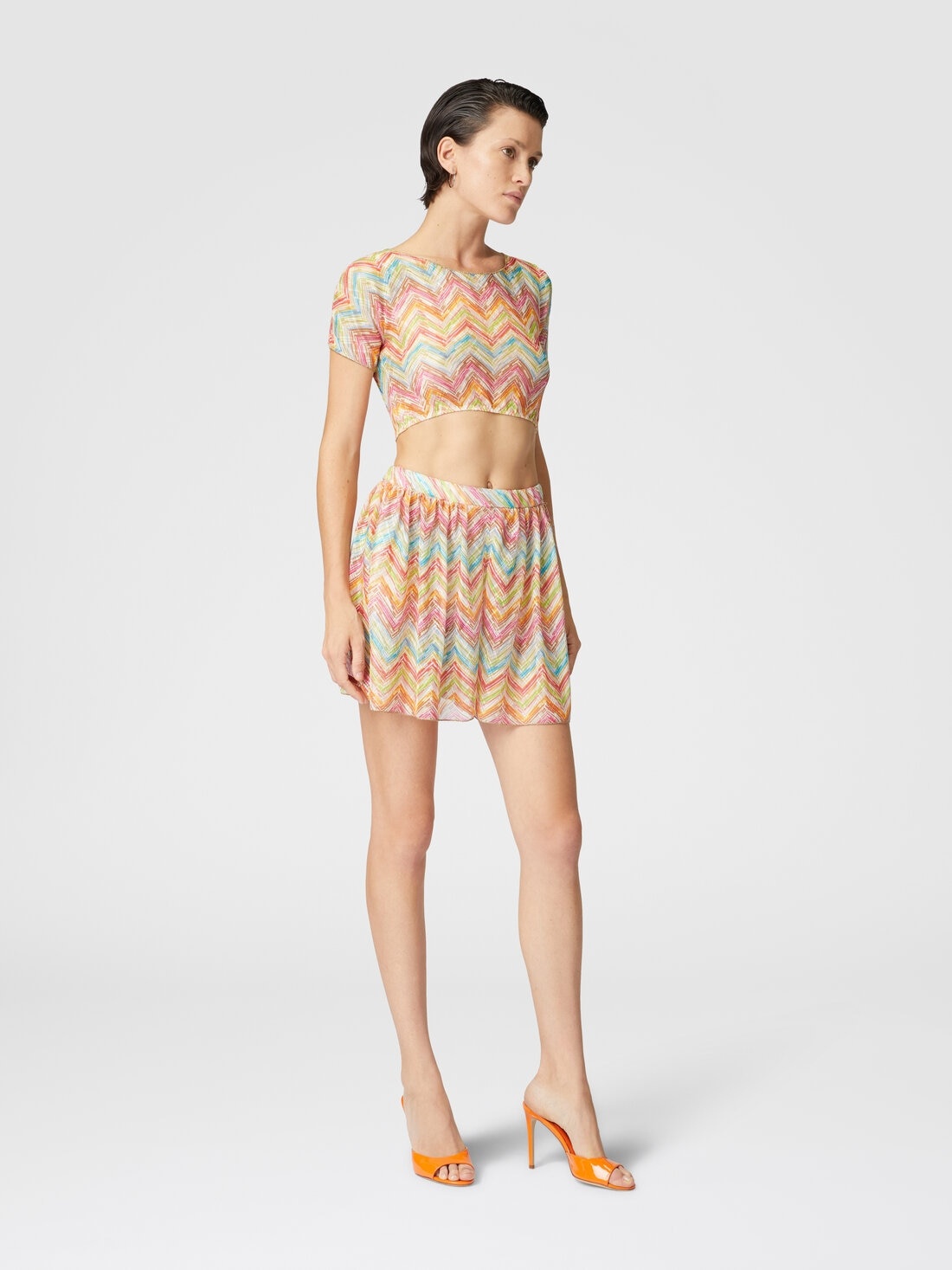 Printed tulle cover-up shorts - 2