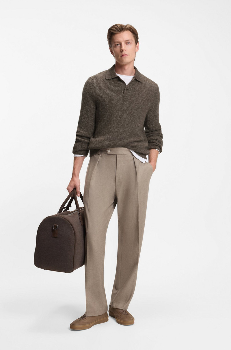 BOSS BECKHAM X BOSS POLO-COLLAR SWEATER WITH MOULINÉ RIB outlook