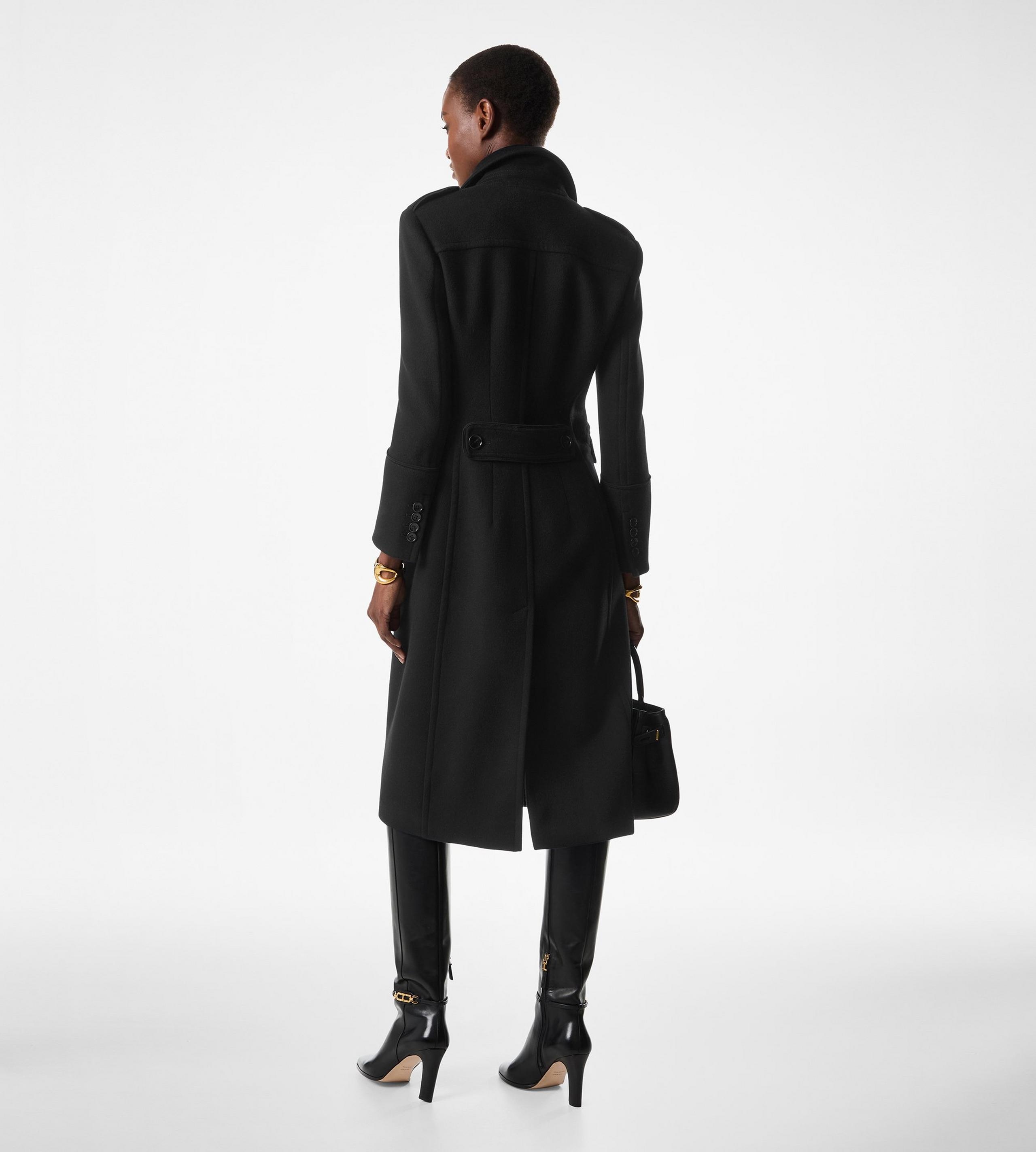 WOOL & CASHMERE BLEND DOUBLE BREASTED MILITARY COAT - 4