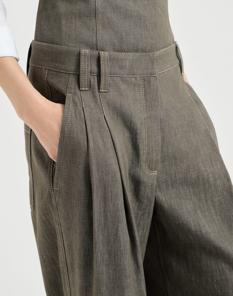 Denim-effect twill smart wide trousers with monili 4