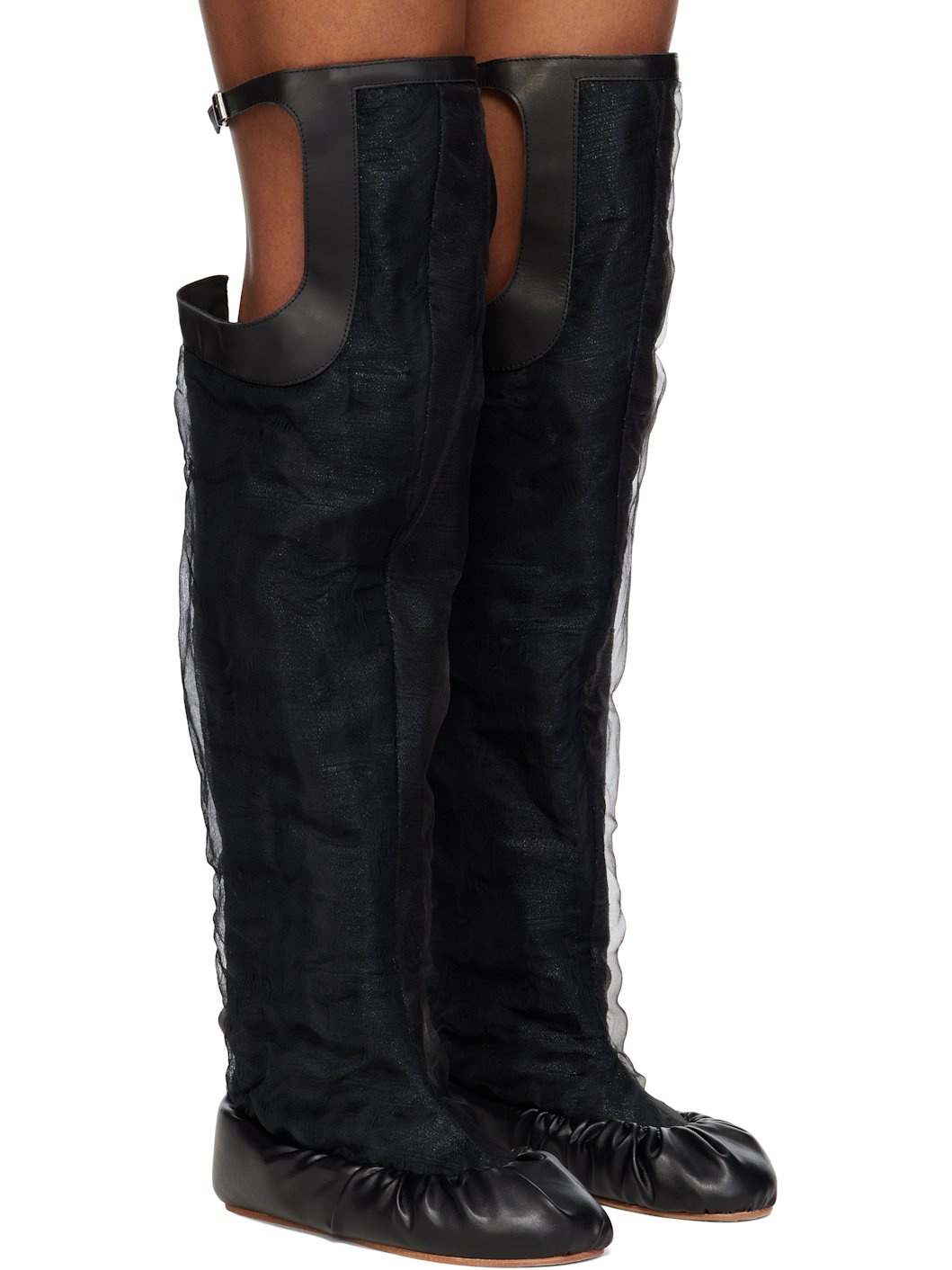 Black Sheer Ballerina Tall Boots - 4