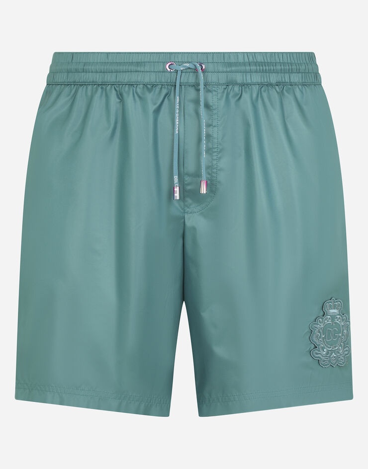 Mid-length swim trunks with heraldic patch - 2