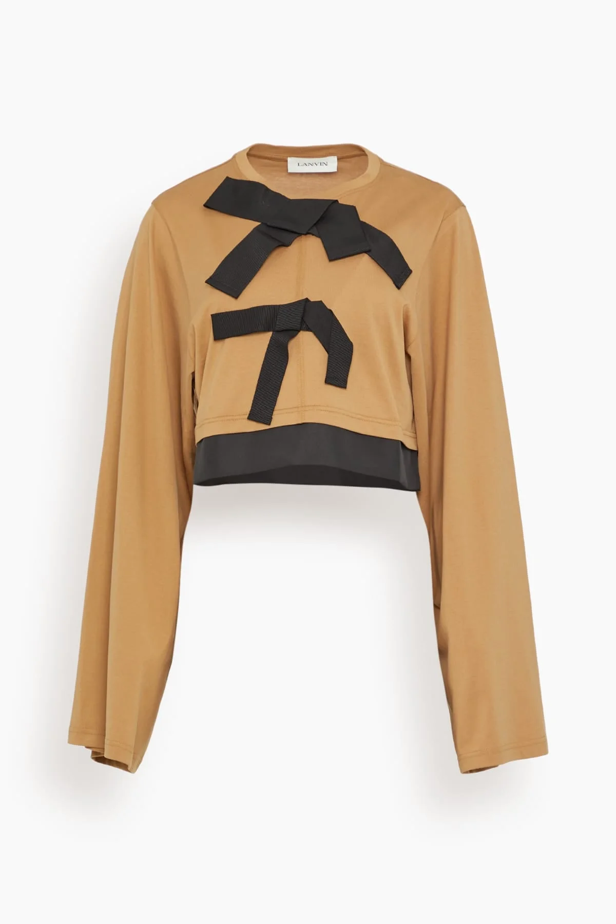 Grosgrain Detail Top in Camel - 1