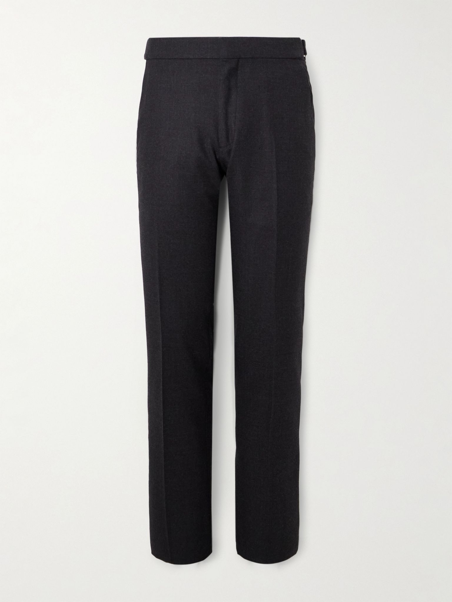 Dyllan Slim-Fit Straight-Leg Stretch-Wool Flannel Trousers Black - 1