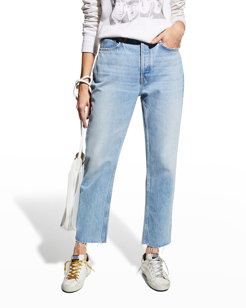 High-Rise Stovepipe Jeans with Raw-Edge Hem 1