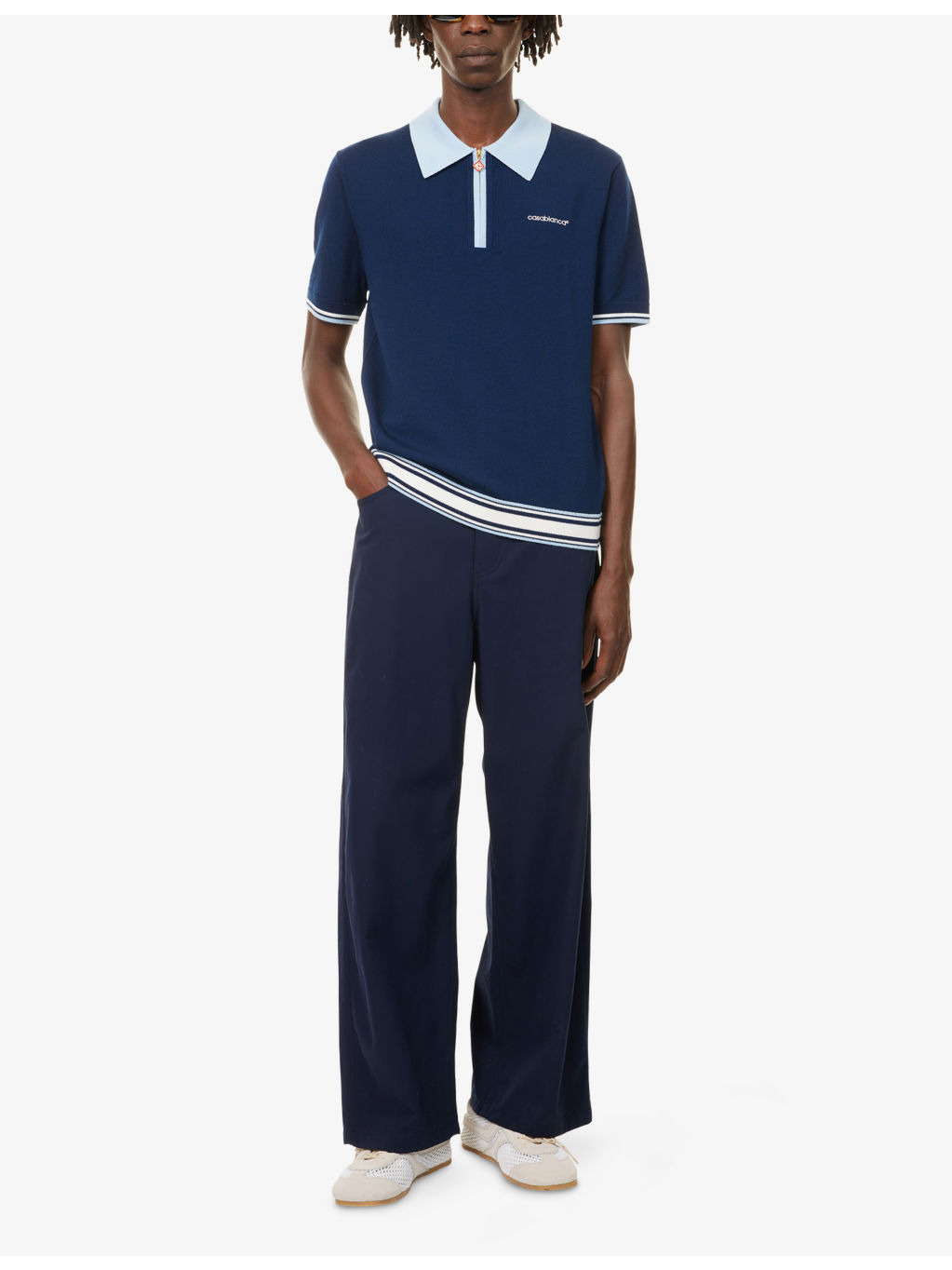 Embroidered-Logo Tennis Wool-Knit Polo Shirt - 2