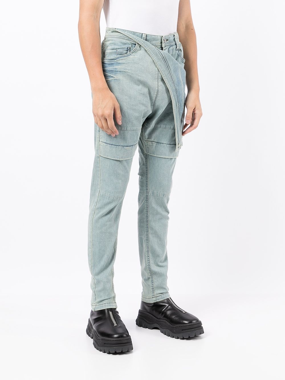 layered slim-fit jeans - 3