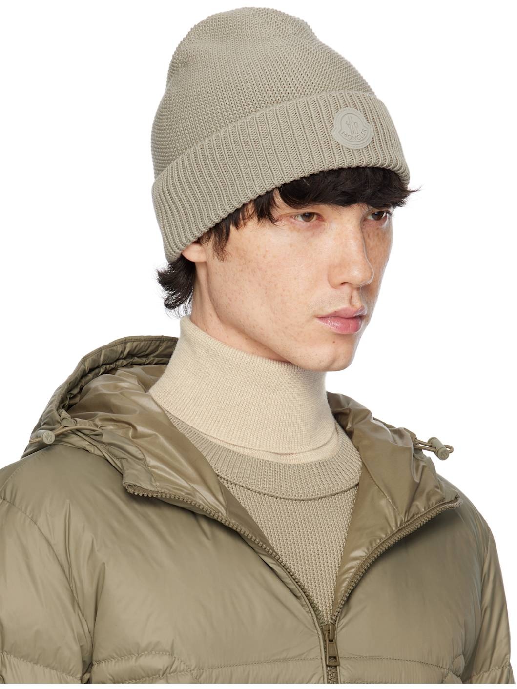 Beige Logo Patch Beanie - 2