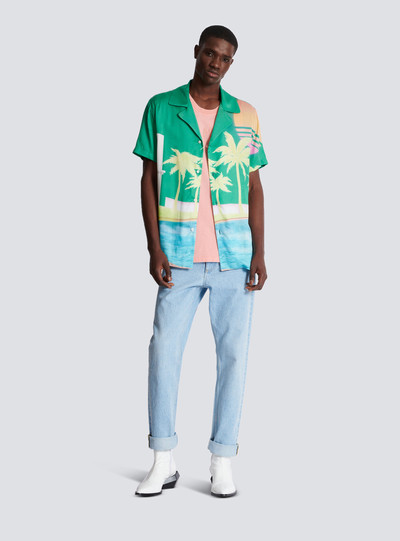 Balmain Short-sleeved twill pyjama shirt with palm tree print outlook