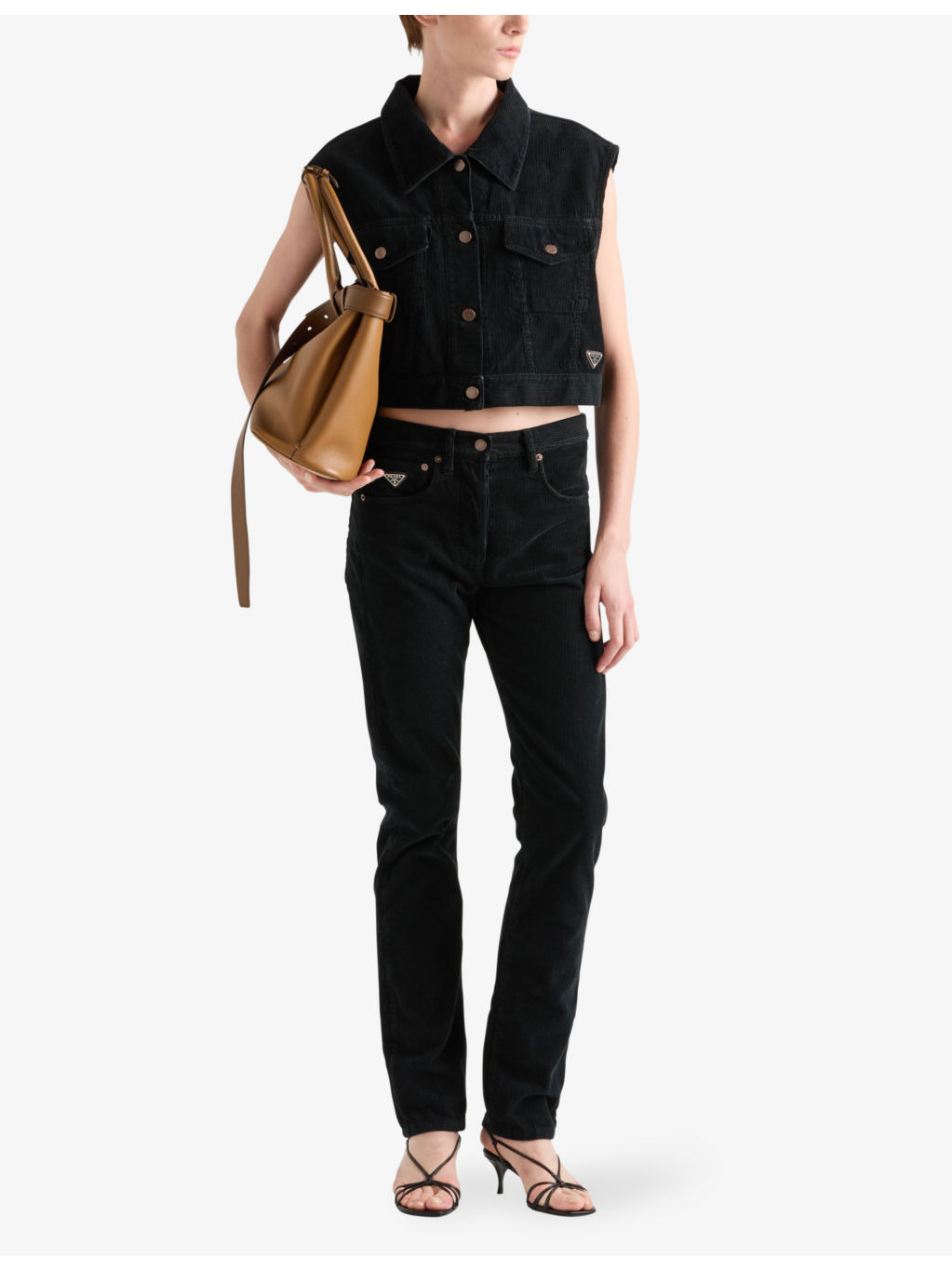 Logo-badge straight-leg corduroy cotton jeans - 2