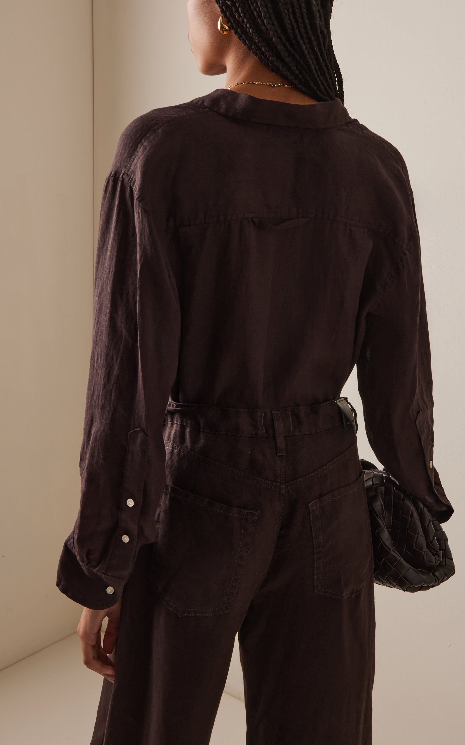 Kayla Shrunken Linen Shirt brown - 4