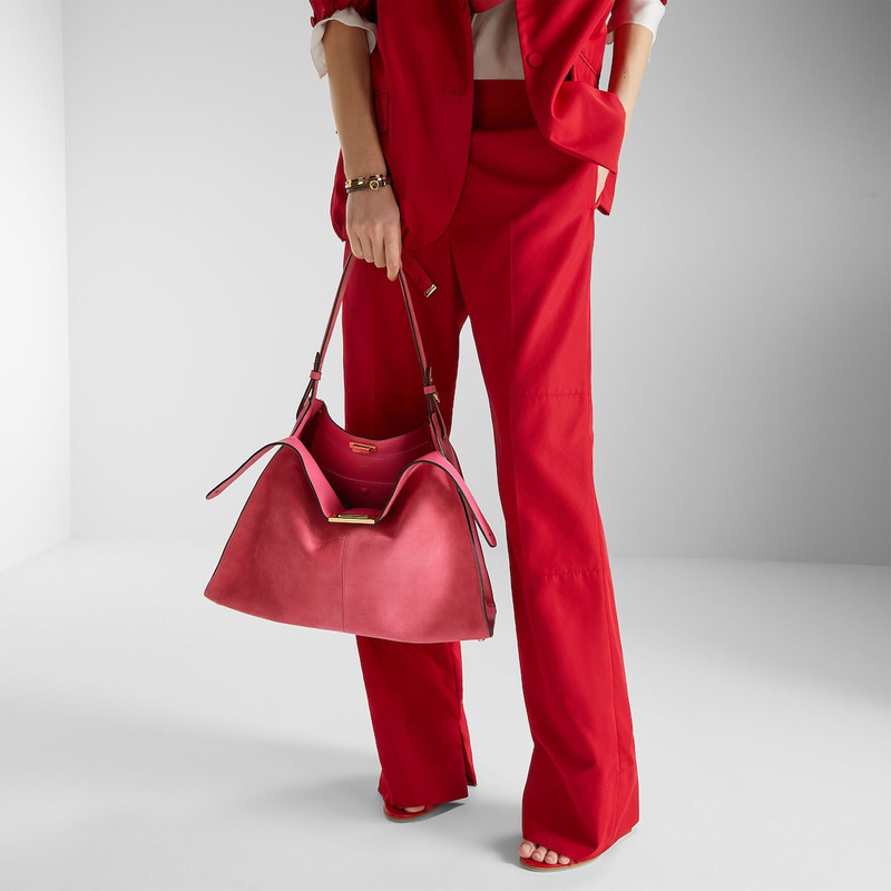 Fendi Way Large Petunia pink suede bag 2