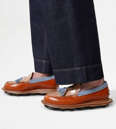 Tod's LOAFERS IN LEATHER - BROWN, BEIGE, LIGHT BLUE outlook