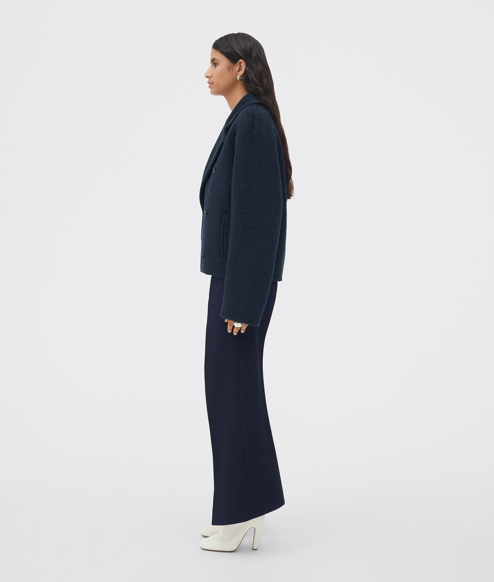 double face alpaca, wool, and mohair coat - 2