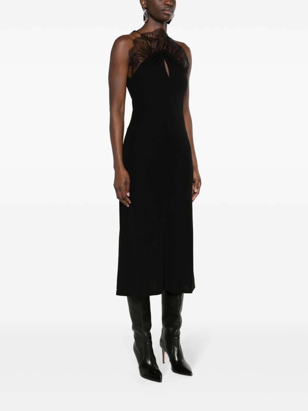 lace-appliquÃ© halterneck midi dress - 3