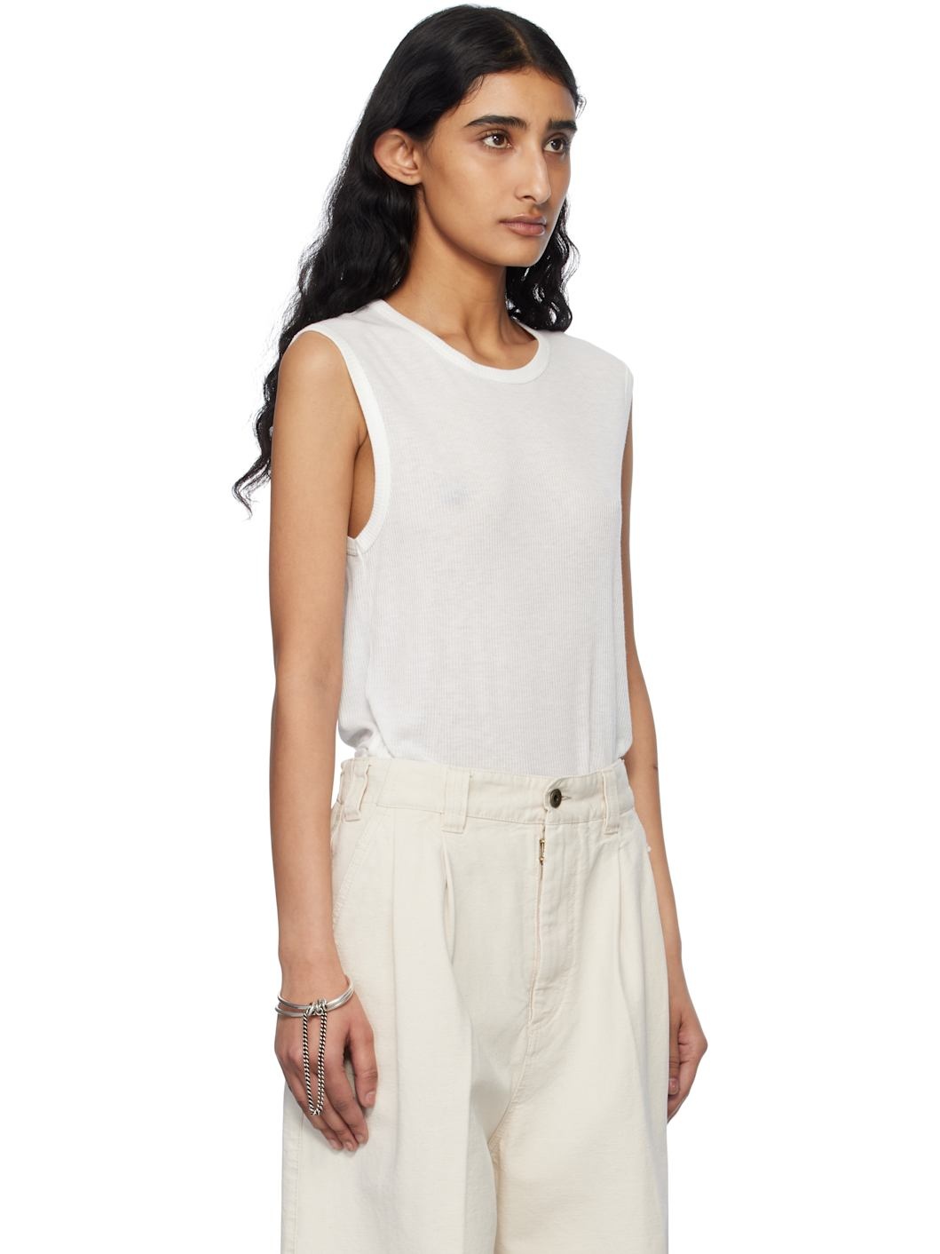 White Biba Sleeveless Tank Top - 2