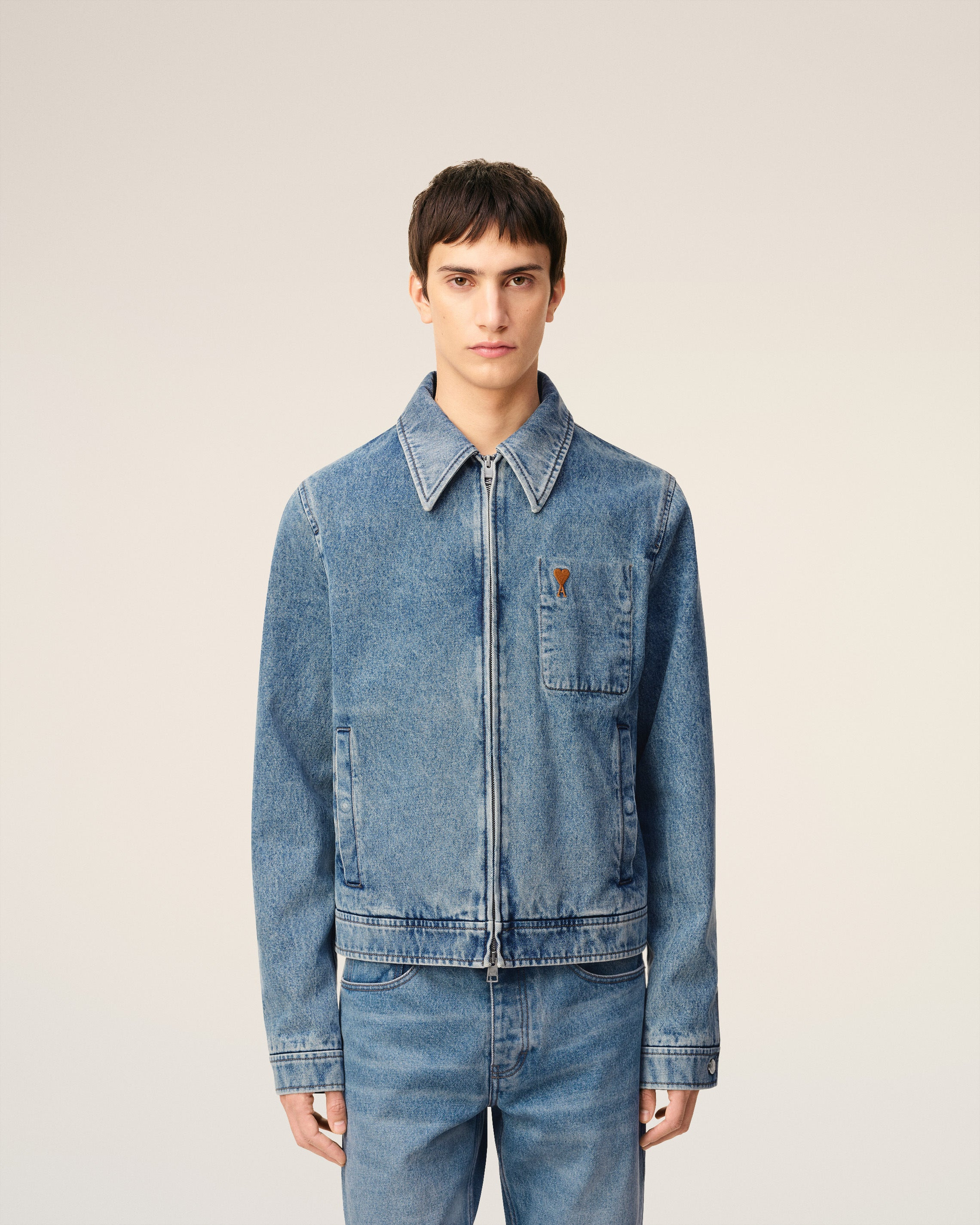 BLUE COTTON AMI DE COEUR ZIPPED JACKET - 3