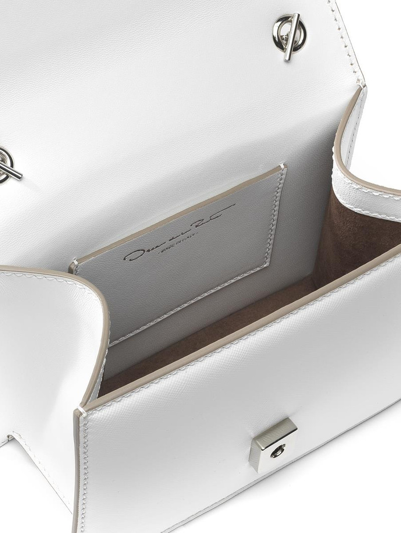 WHITE LEATHER MINI TRO BAG 5
