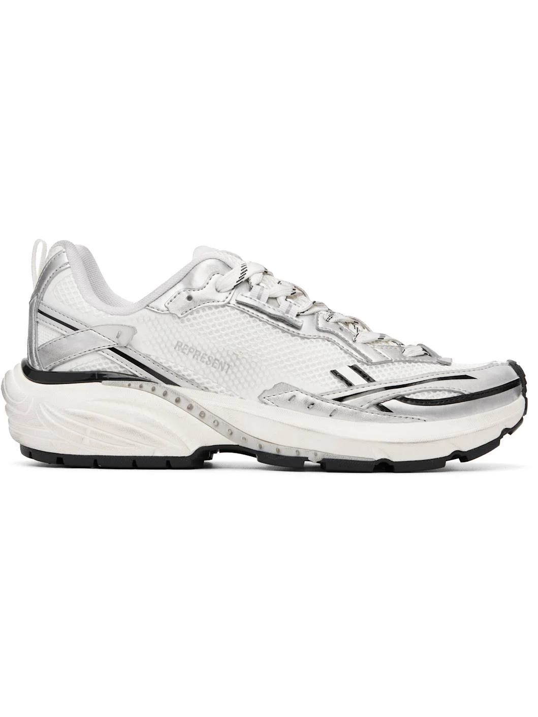 White & Silver Storm Torn Sneakers - 1