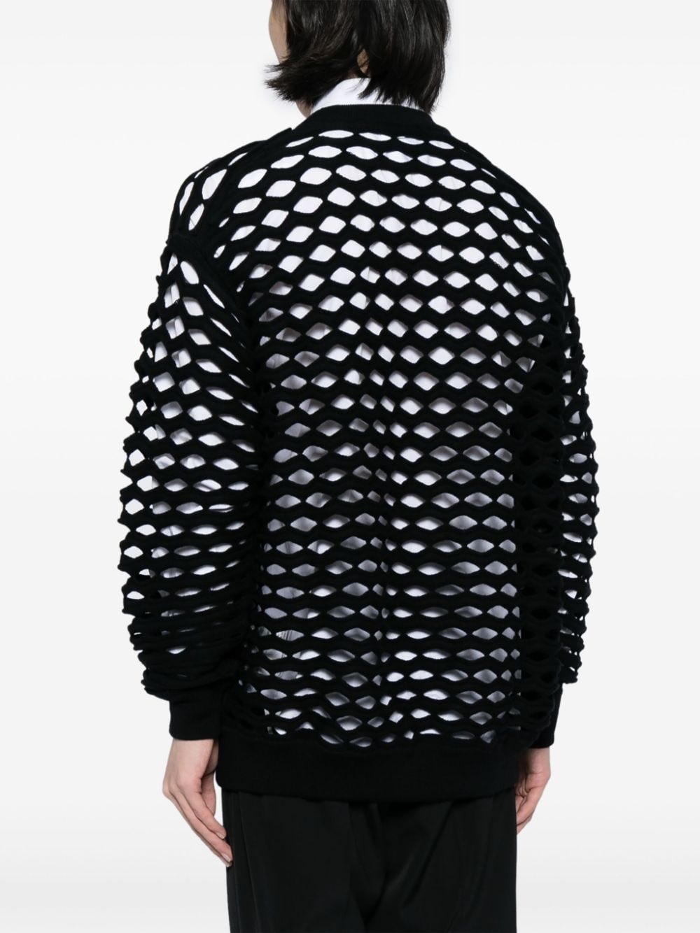 laser cut-detail crew-neck jumper - 4