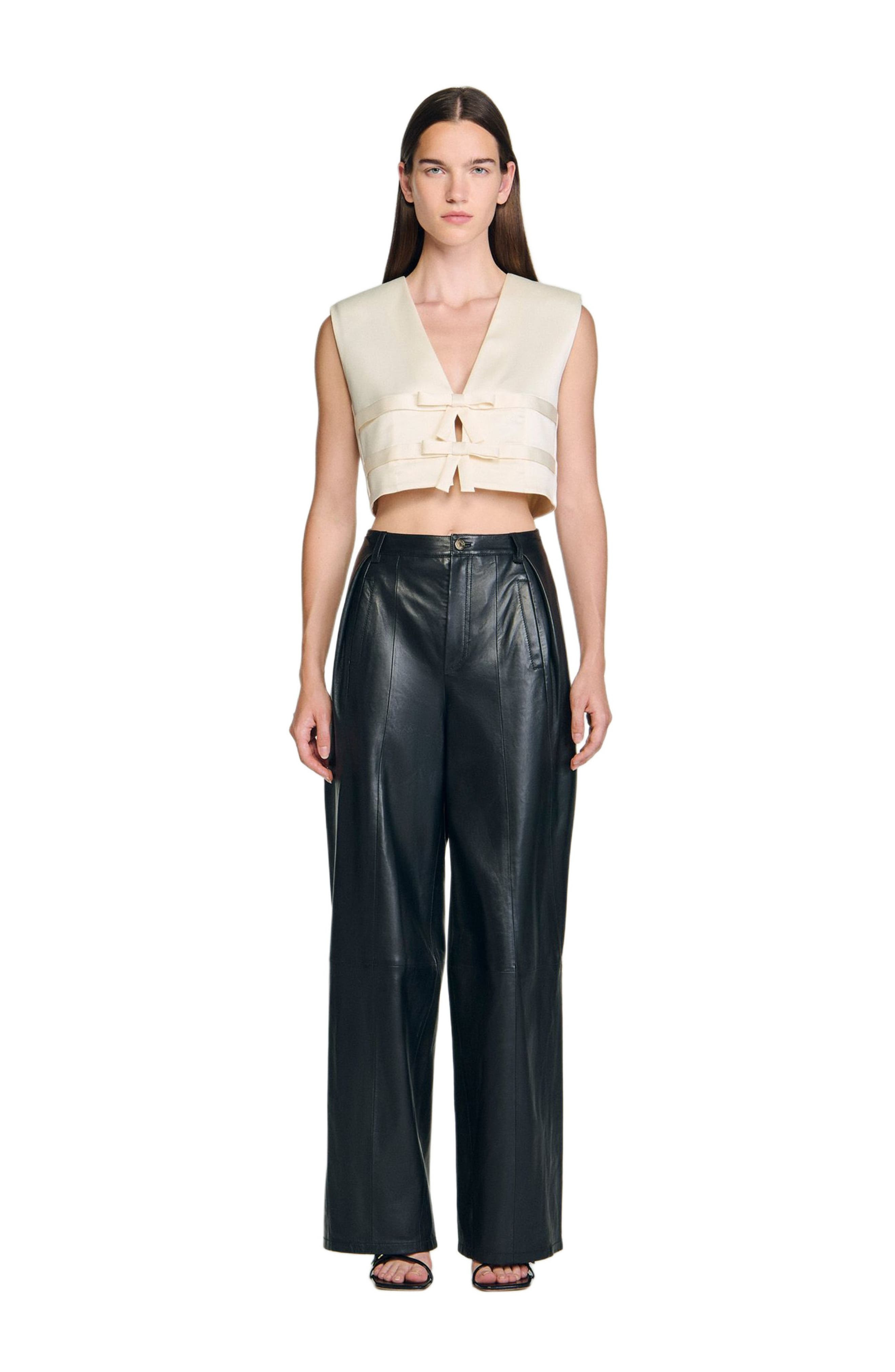 SANDRO Satin crop top in Ecru at Nordstrom - 3