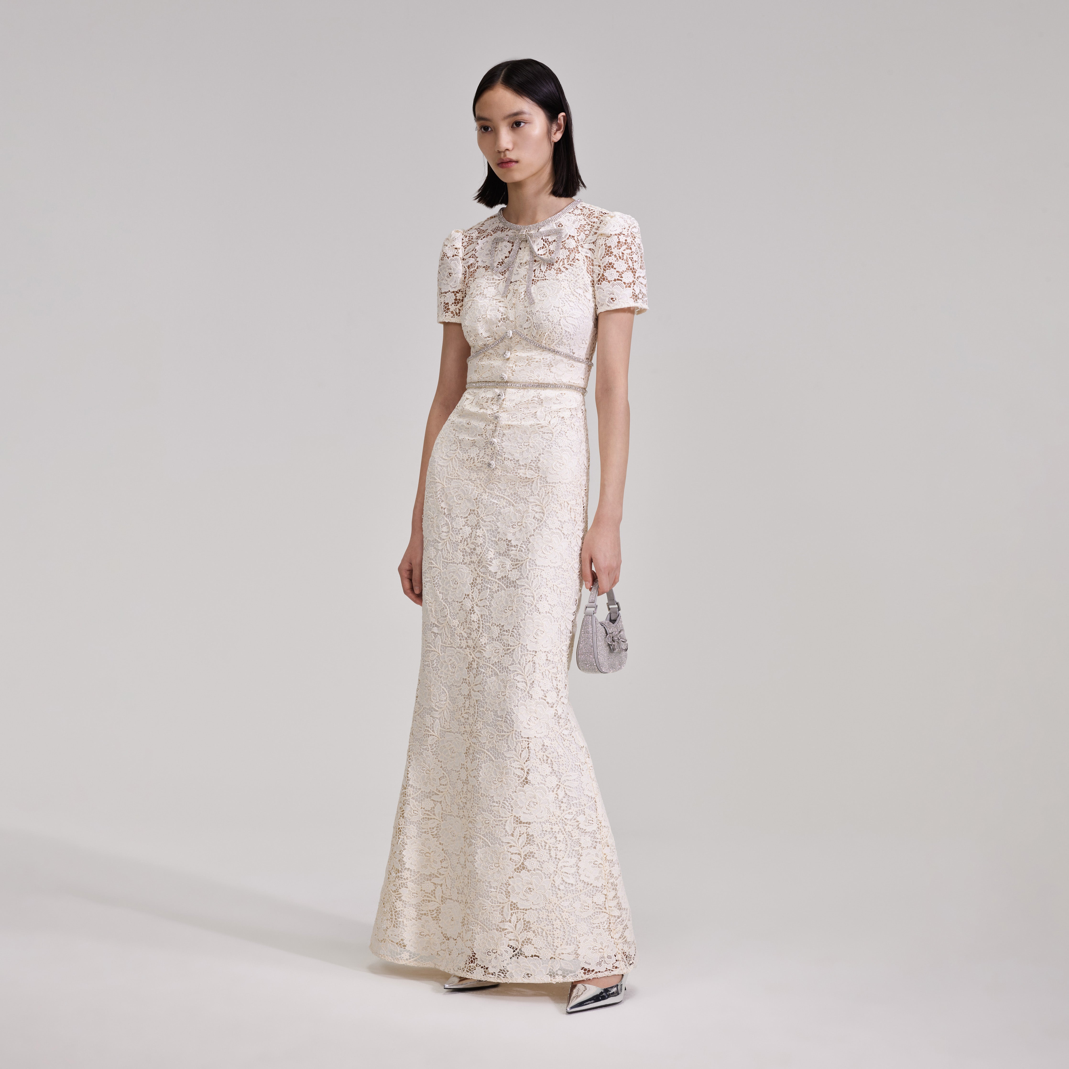 chinese dress ladies Lillibet Bow Tied Bust Midi Dress Cream– Selfie Leslie