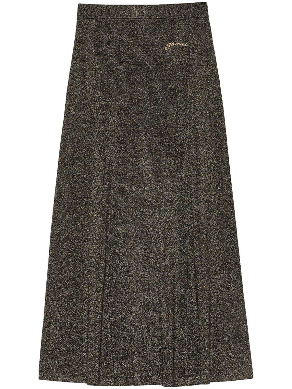 logo-embroidered maxi skirt - 1