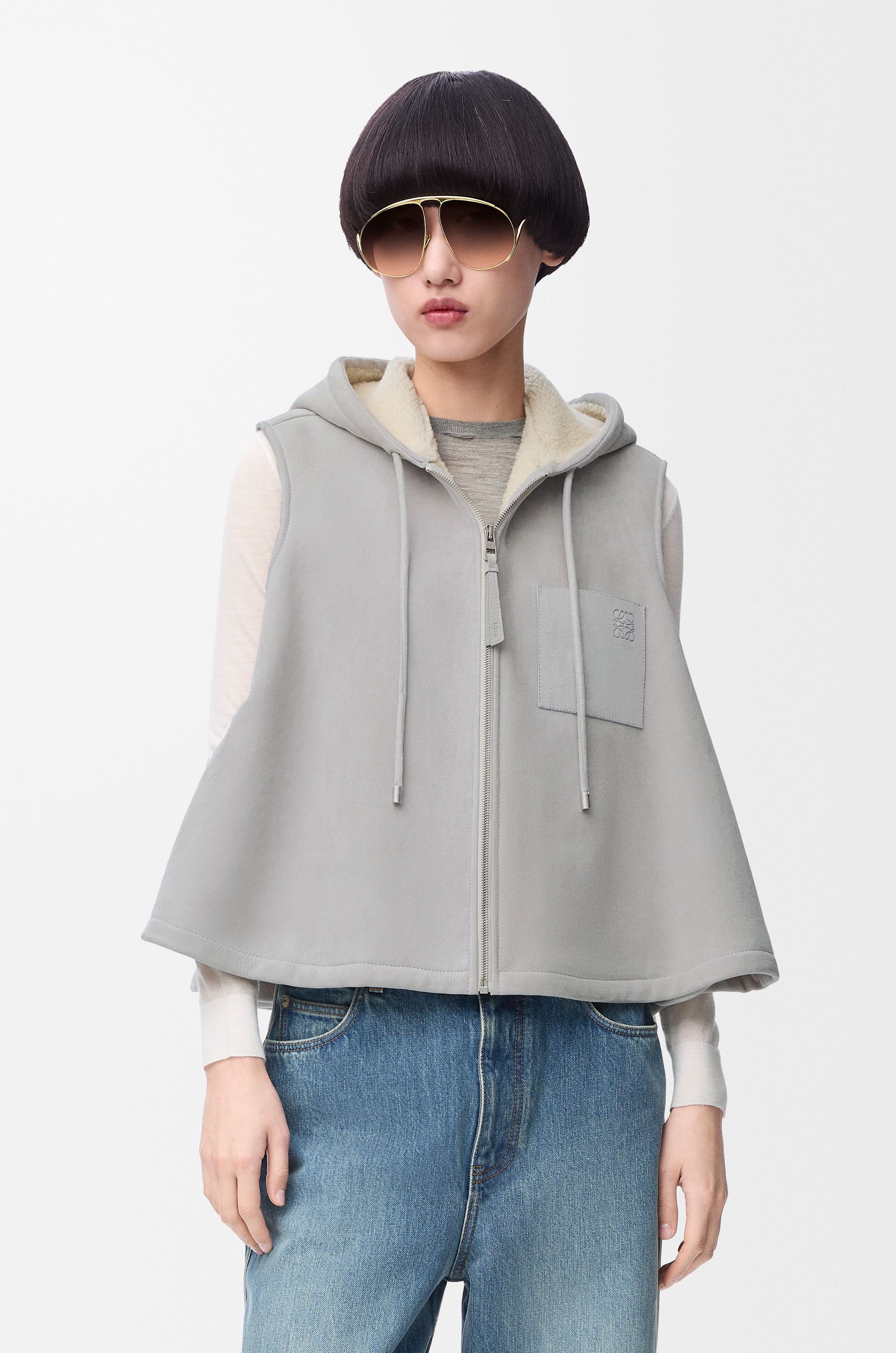 Hooded vest in shearling - 3