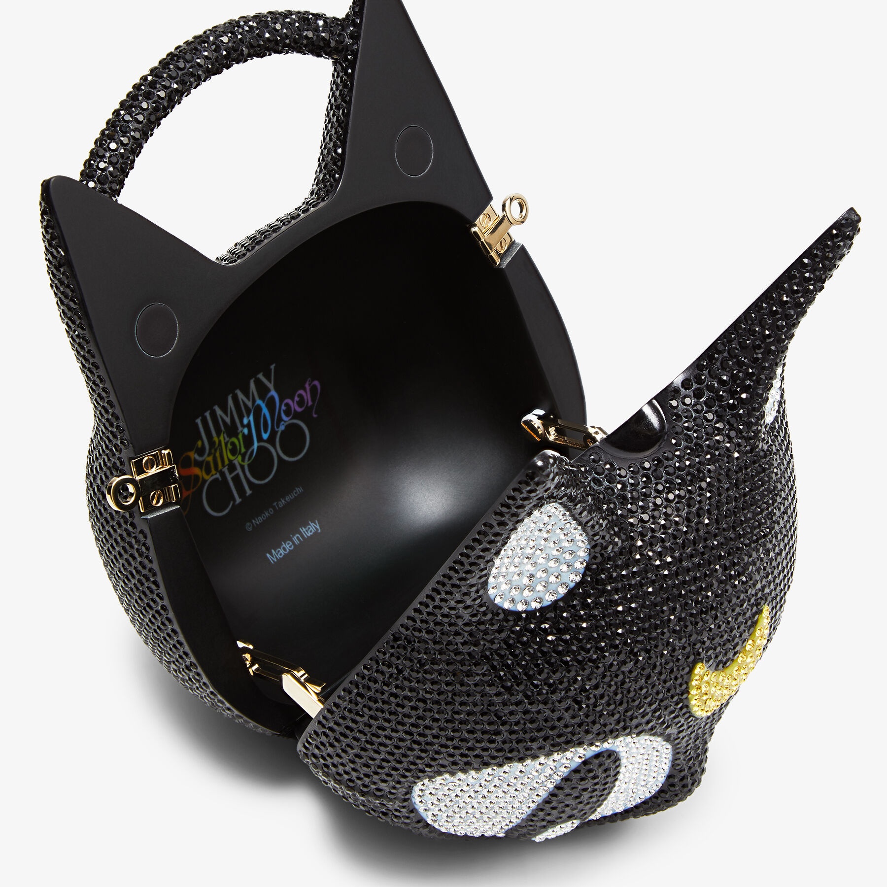 Crystal Luna Minaudiere Clutch
Black Plexi Luna Minaudière with Crystals - 3