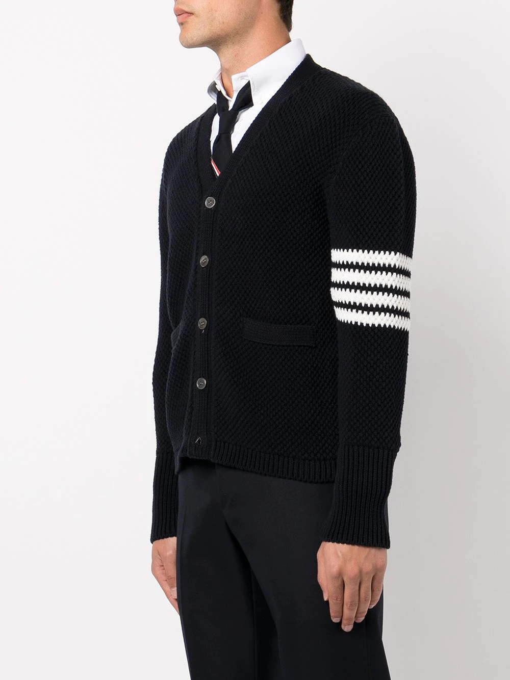 4-bar stripe wool cardigan - 3