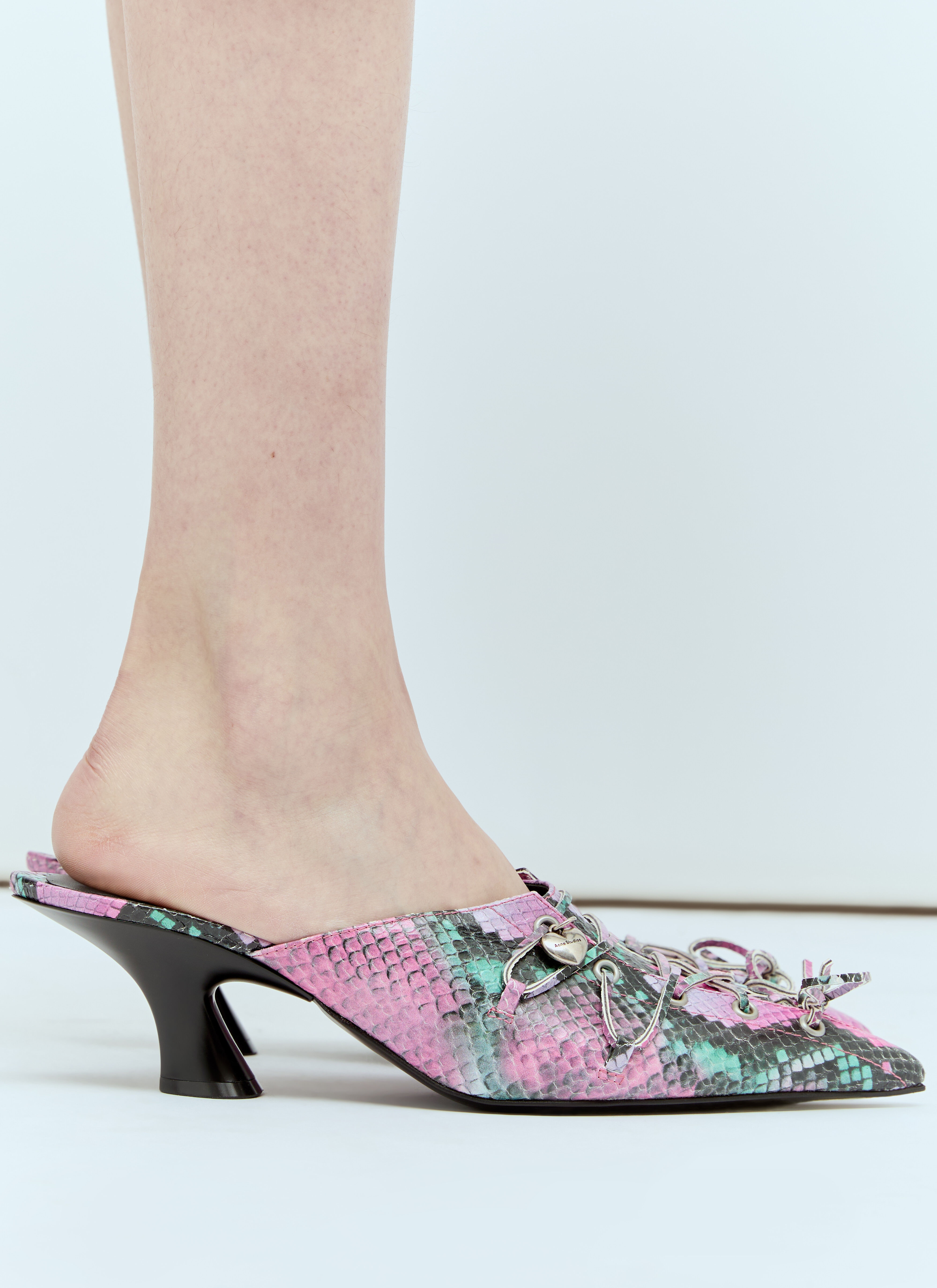 Lace-Up Heeled Mules - 1