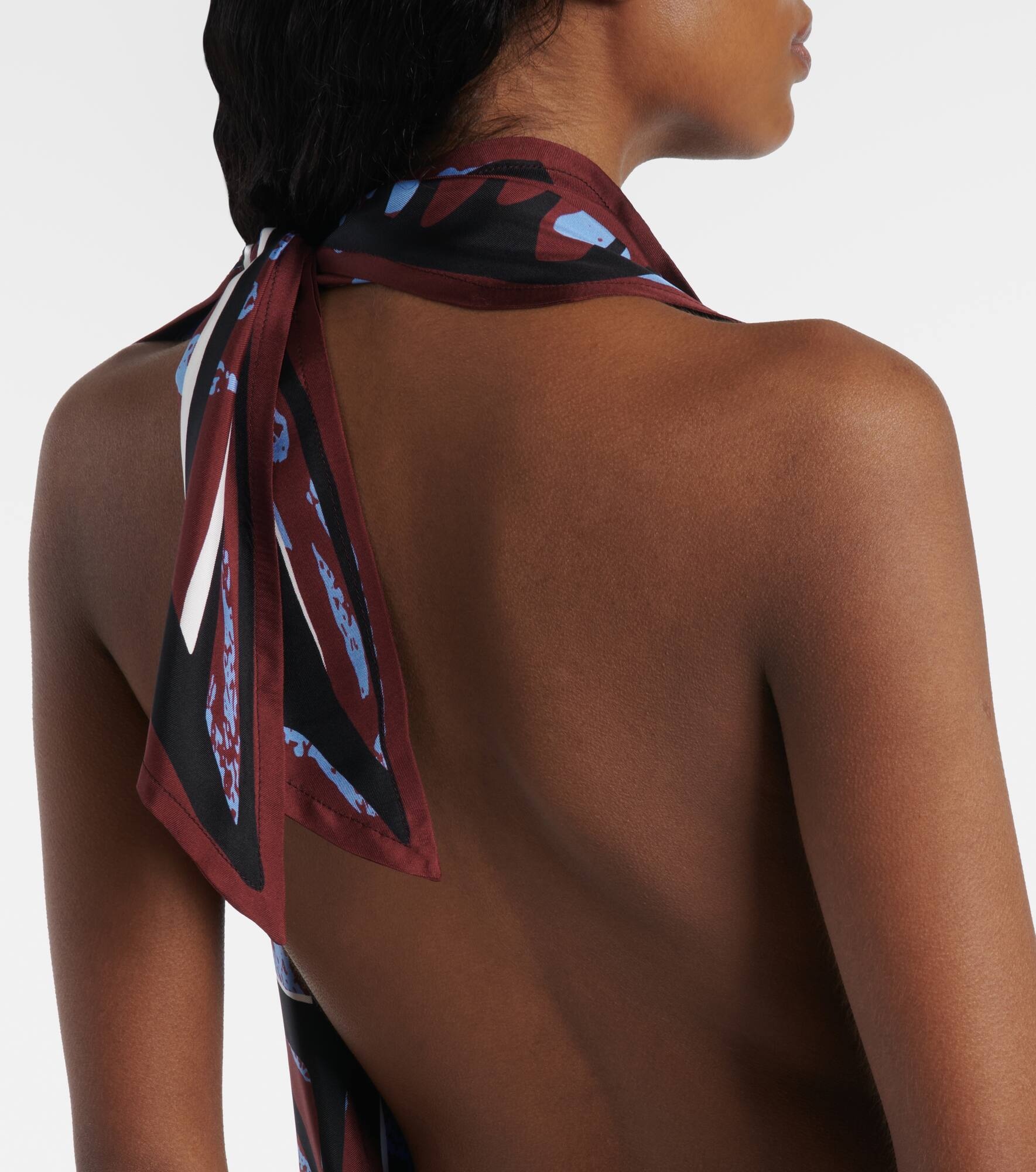 Printed halterneck silk twill top - 6