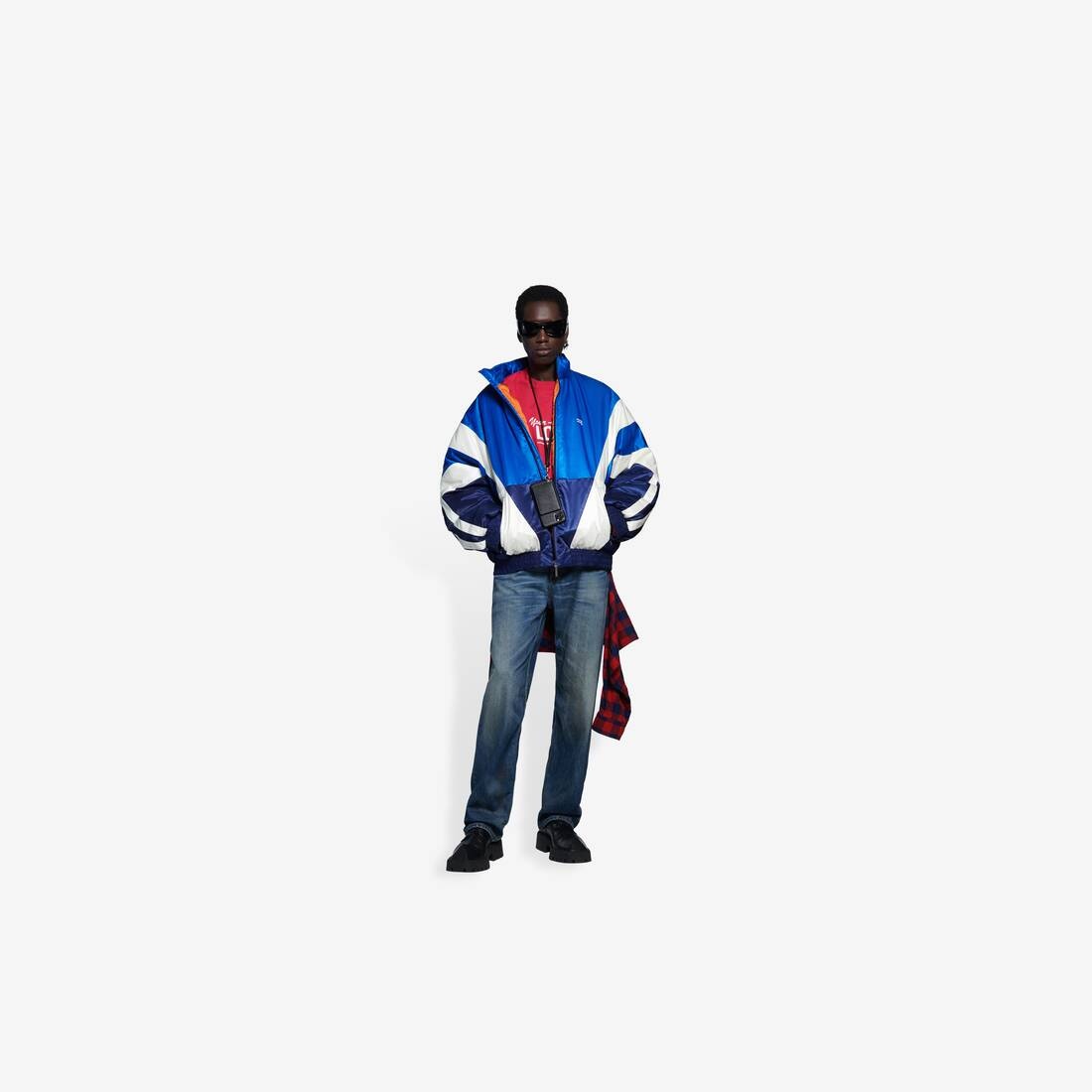 Men's Padded Tracksuit Jacket in Royal Blue - 3