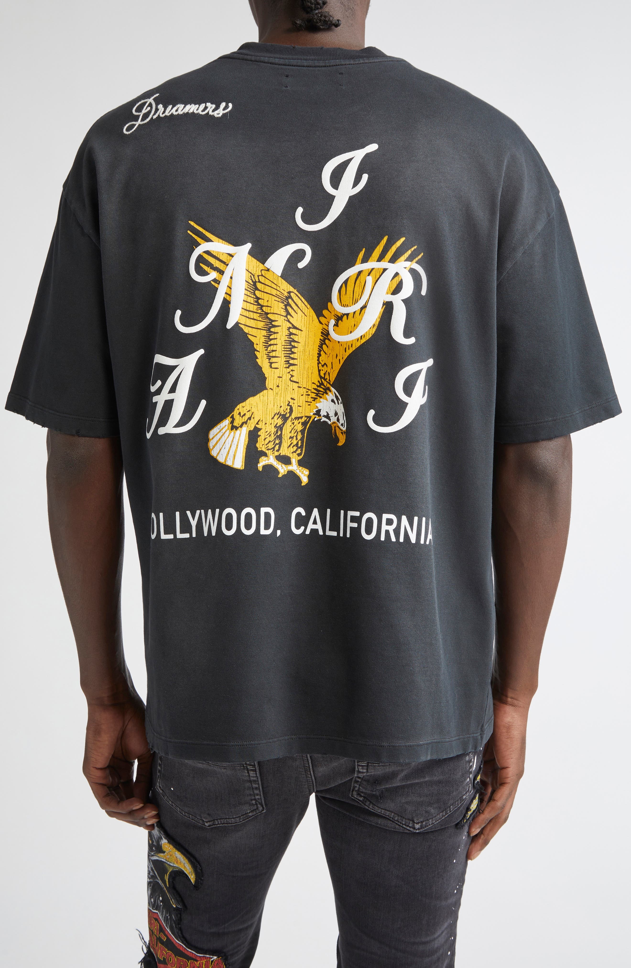AMIRI Eagle Crystal Embellished Oversize Graphic T-Shirt in Black at Nordstrom - 2