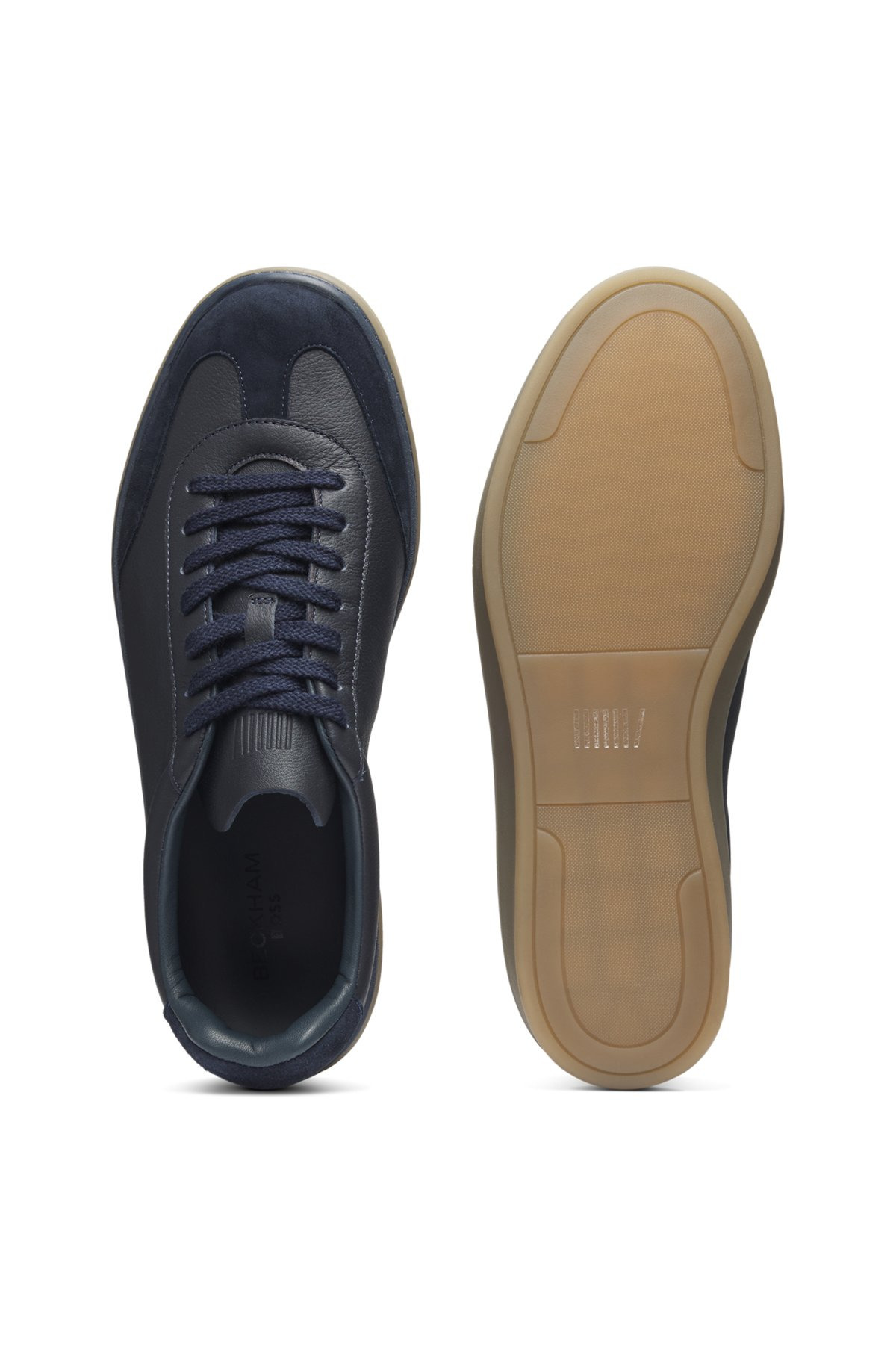 BECKHAM X BOSS GRAINED-LEATHER TRAINERS WITH SUEDE TRIMS - 4