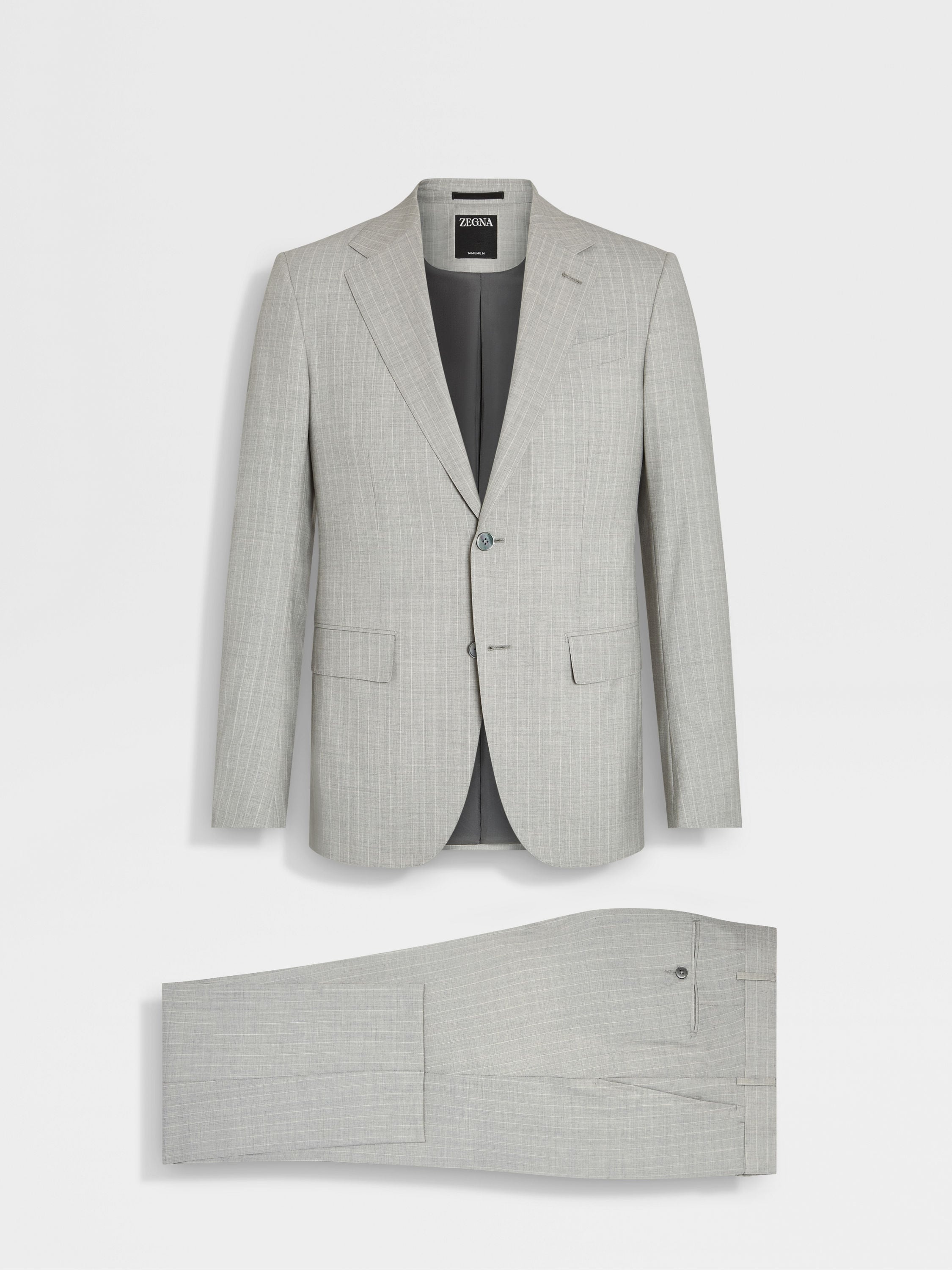 LIGHT GREY AND WHITE 14MILMIL14 WOOL SUIT - 2