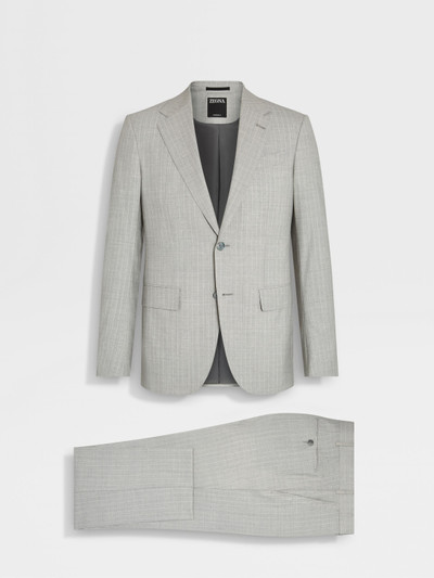 ZEGNA LIGHT GREY AND WHITE 14MILMIL14 WOOL SUIT outlook