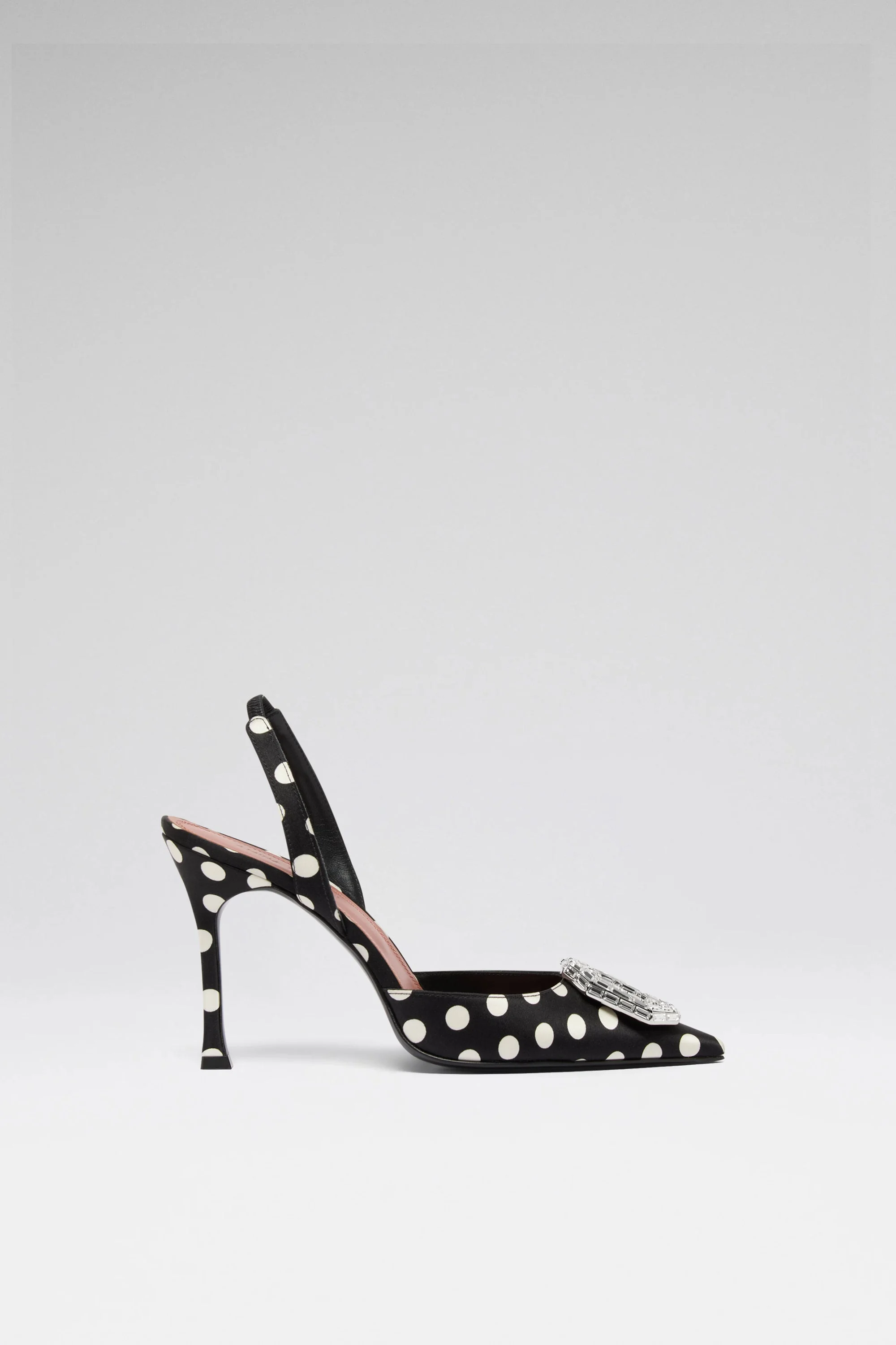 CAMELIA SLING 90 BLACK POLKA DOT SATIN - 1