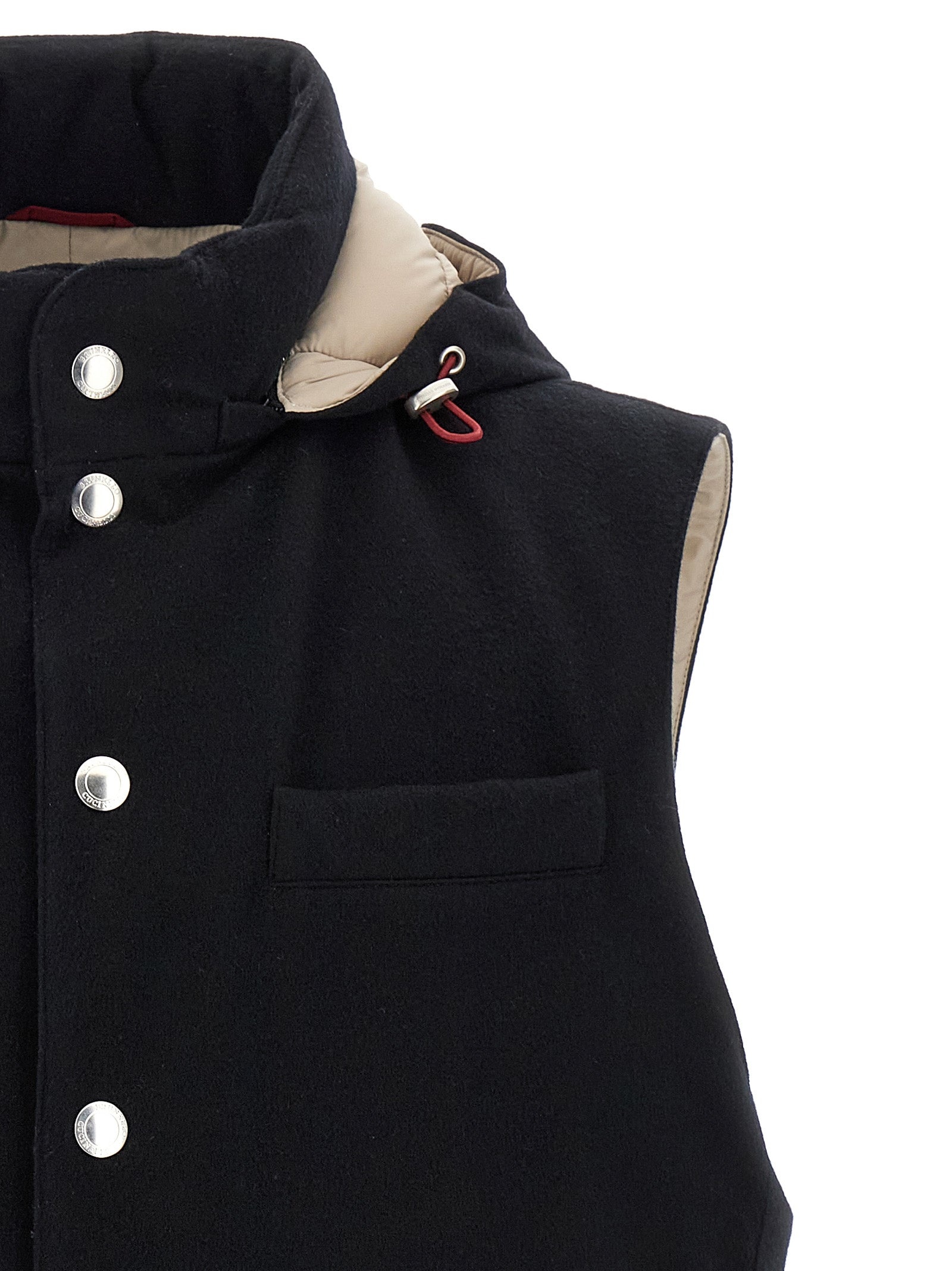 Padded Wool Vest Gilet Black - 3